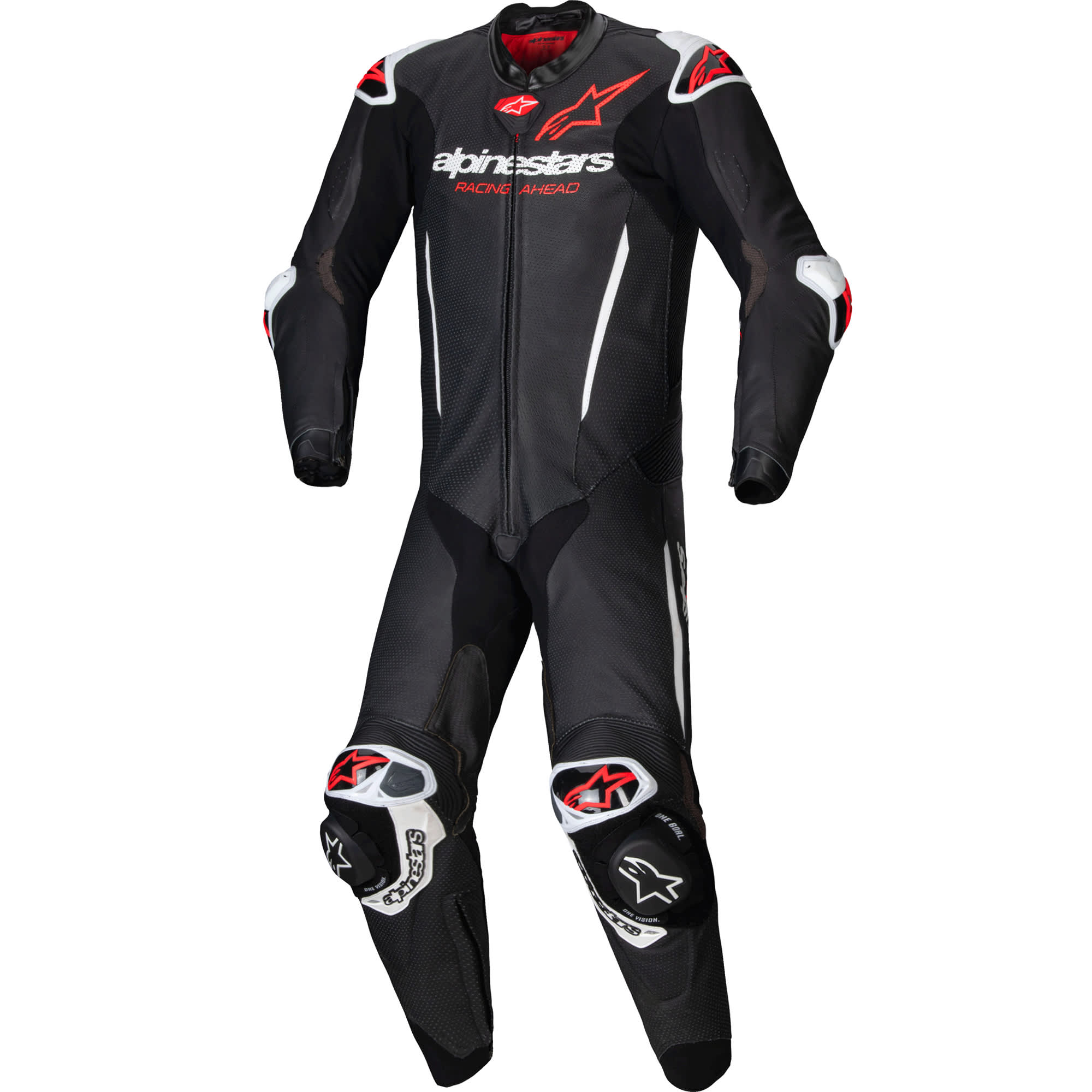 Alpinestars Alpinestars GP-R7 One Piece Leather Suit - Black / White / Red Fluo