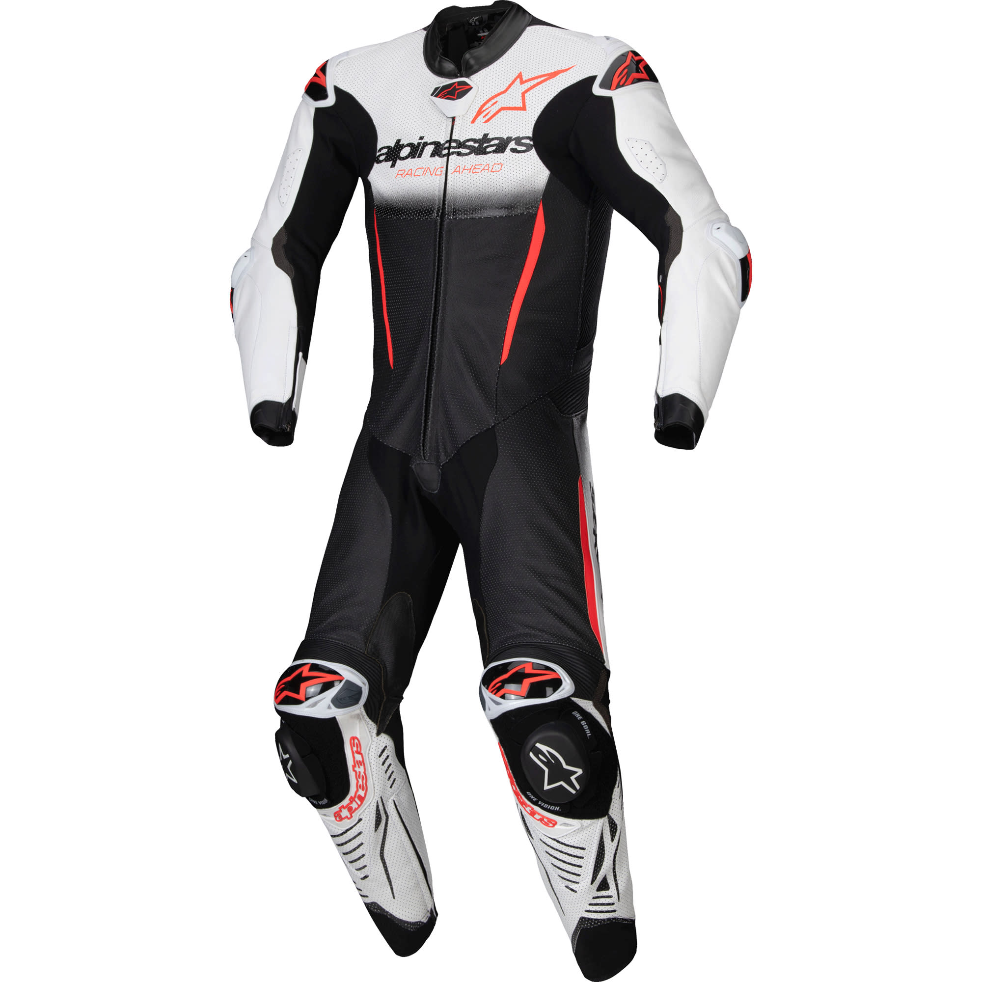 Alpinestars Alpinestars GP-R7 One Piece Leather Suit - White / Black / Red Fluo