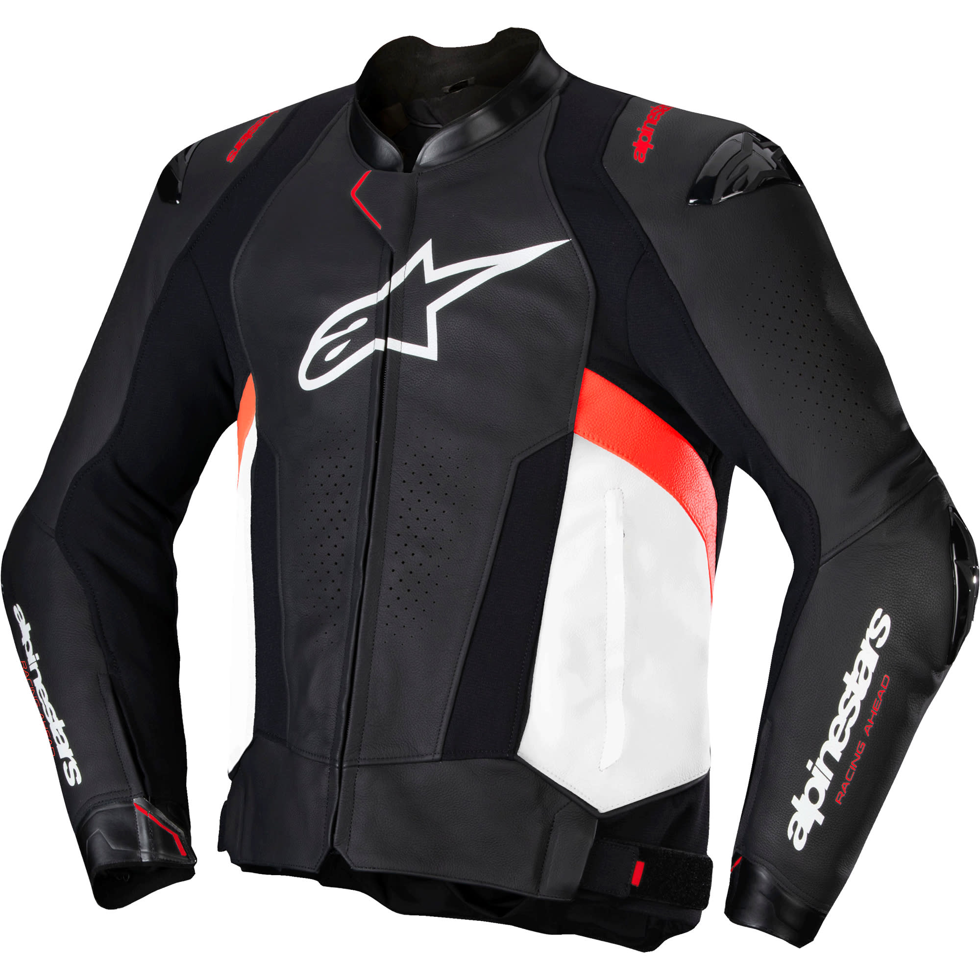 Alpinestars Alpinestars Missile V3 Leather Jacket - Black / White / Red Fluo