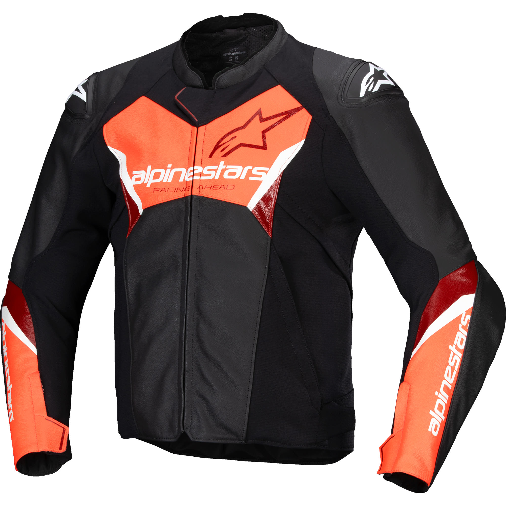 Alpinestars Alpinestars Faster V3 Leather Jacket - Black / Fluo Red