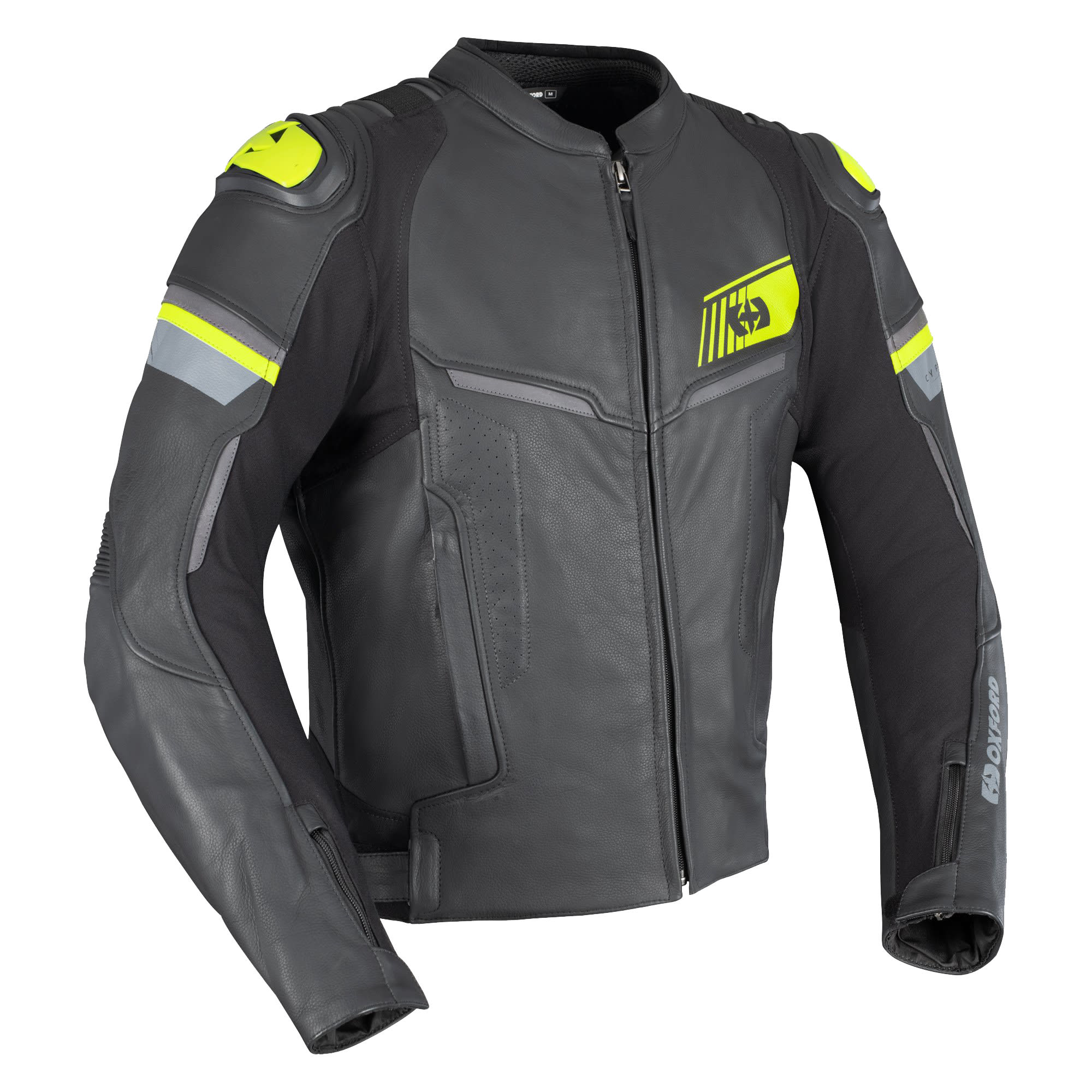 Oxford Clothing Oxford Cypher 1.0 Leather Jacket - Black / Yellow