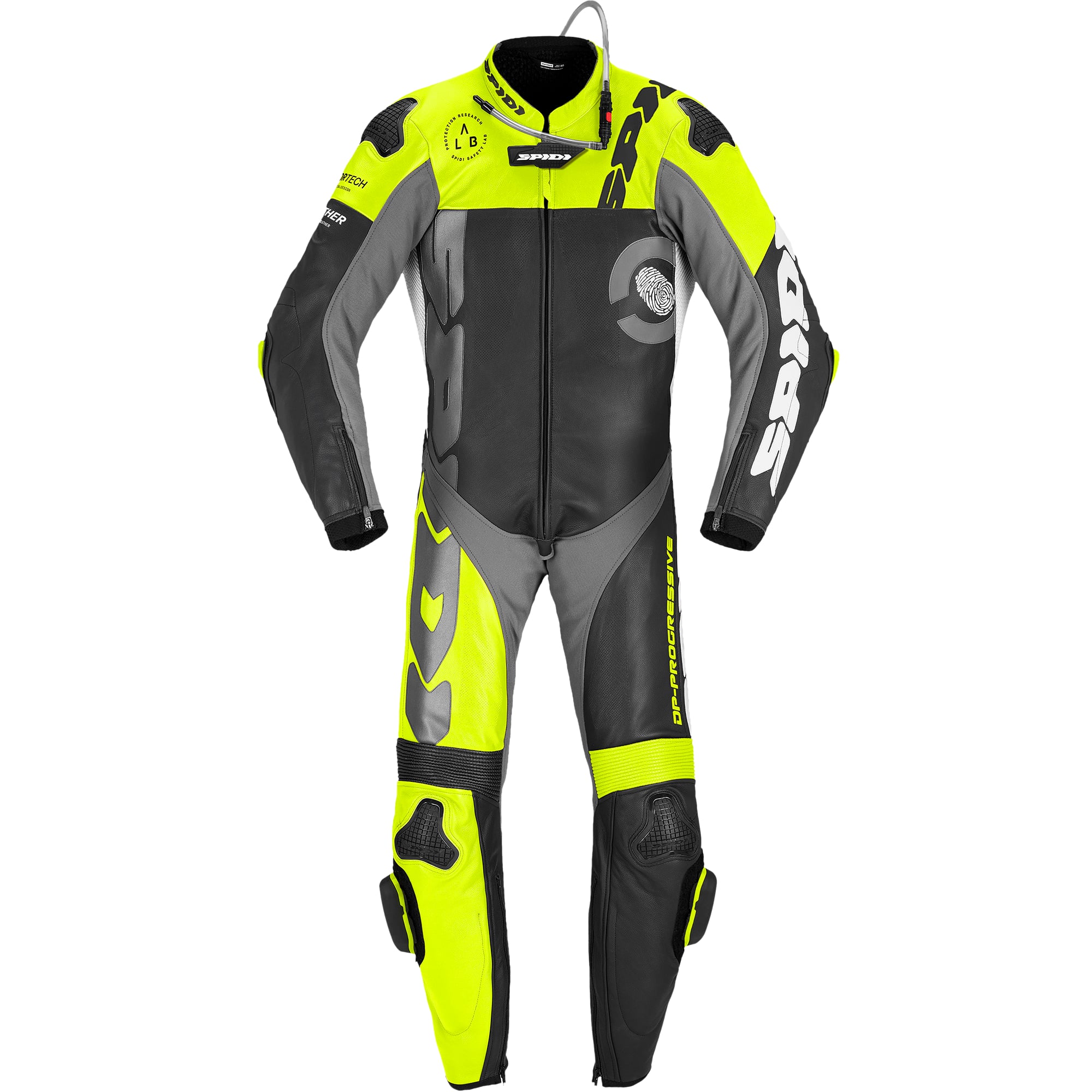 Spidi Spidi DP Progressive Perforated Pro 1 Piece Suit - Black / Fluo Yellow / White / Grey