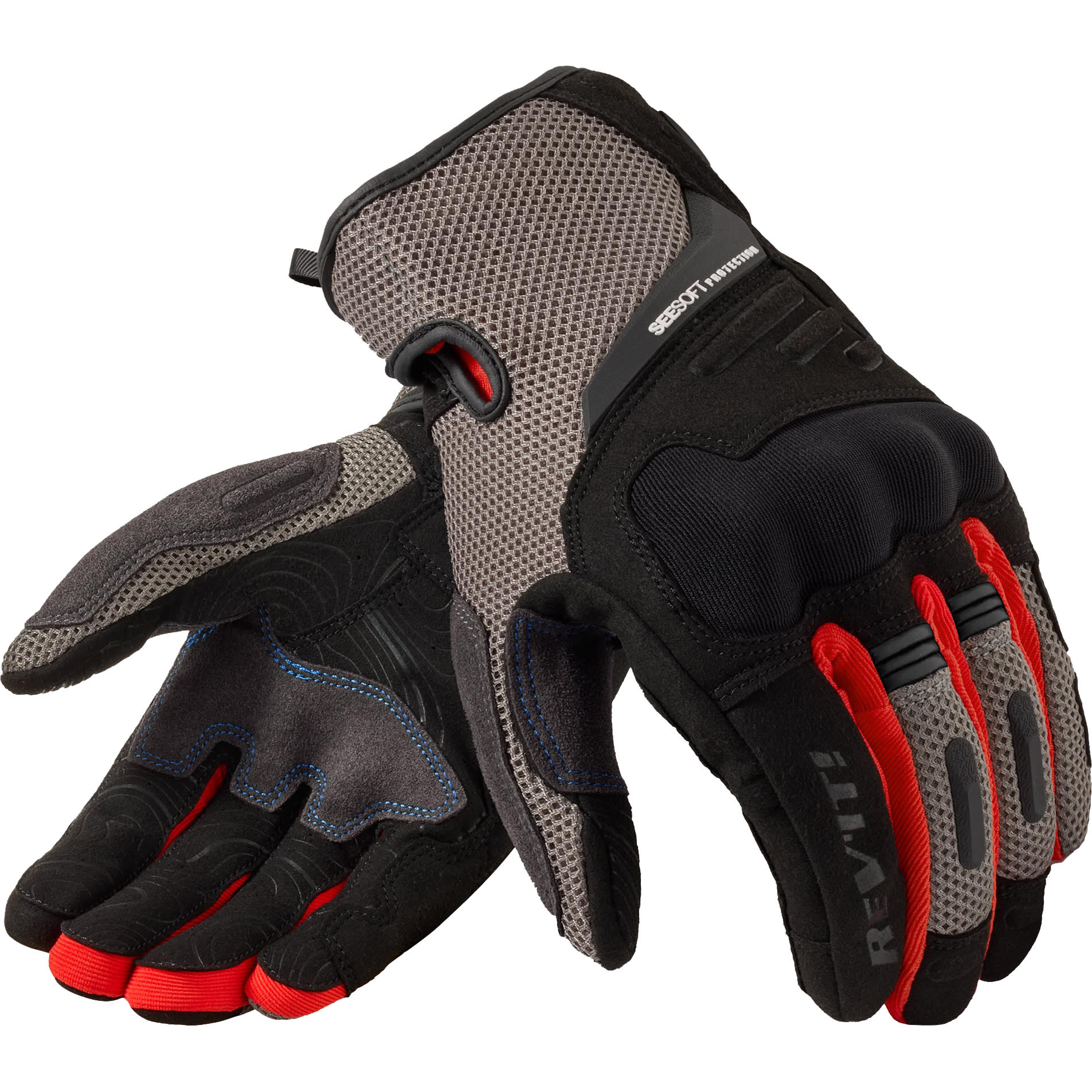 Rev'it Rev'it Cavern Textile Gloves - Grey / Red