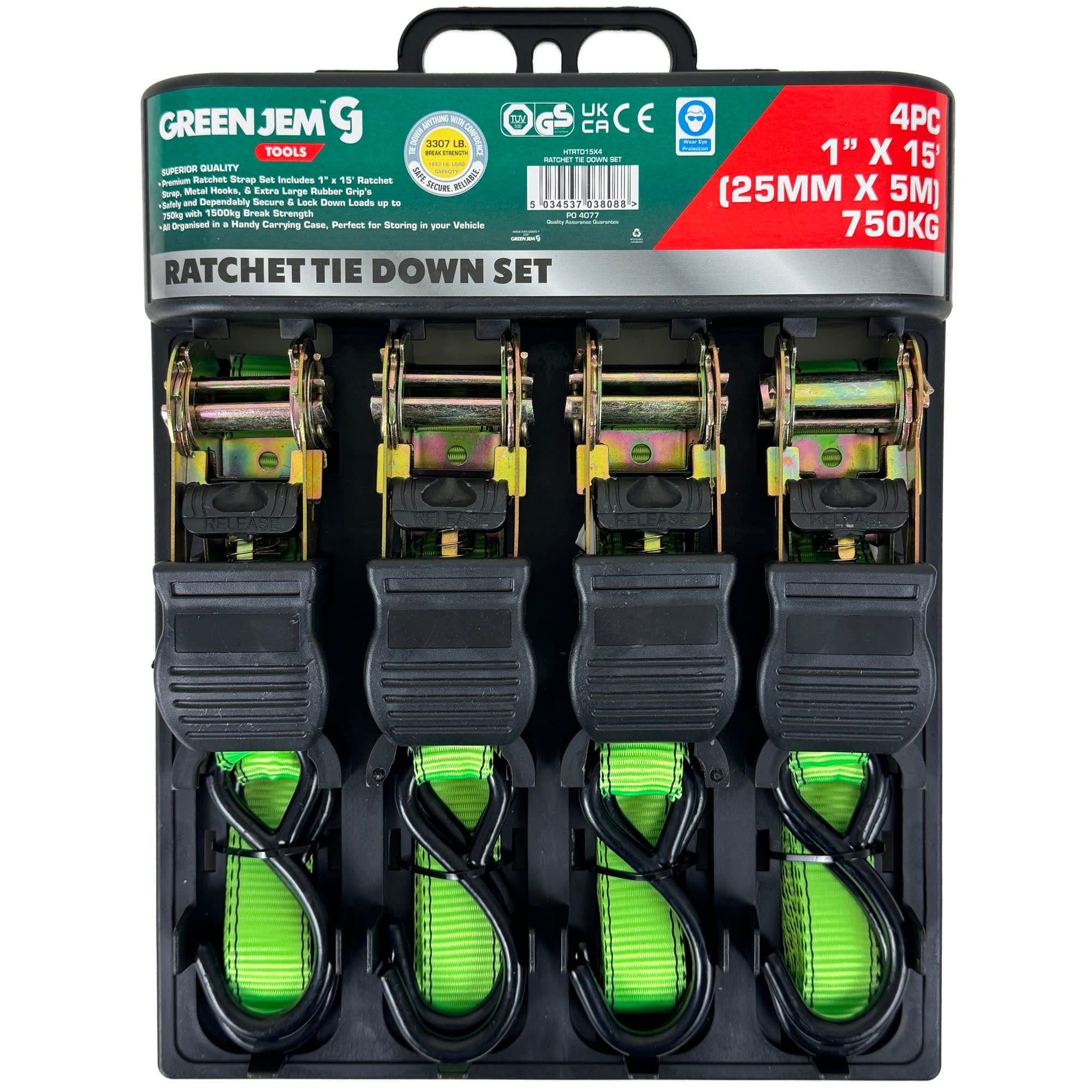 Green Jem Green Jem Four Piece Ratchet Tie Down Set