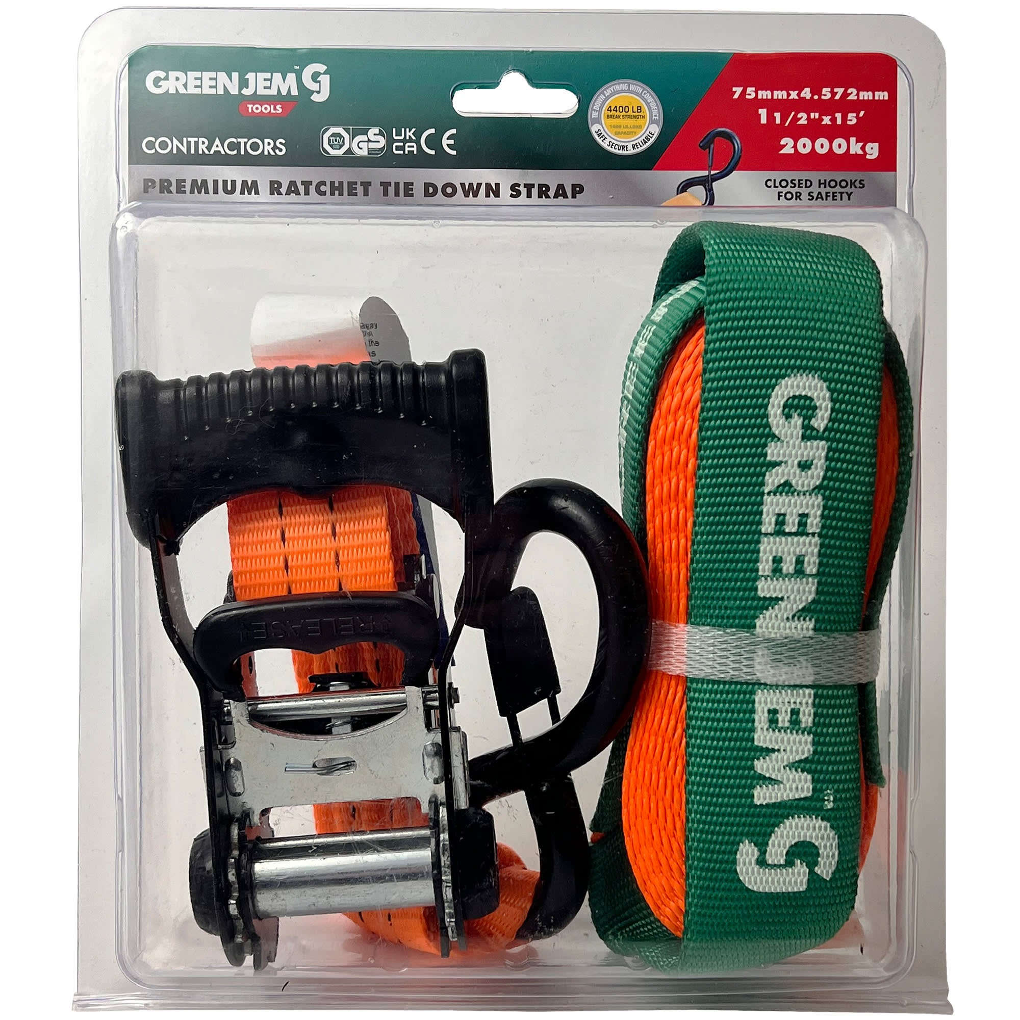 Green Jem Green Jem Premium Ratchet Tie Down Strap