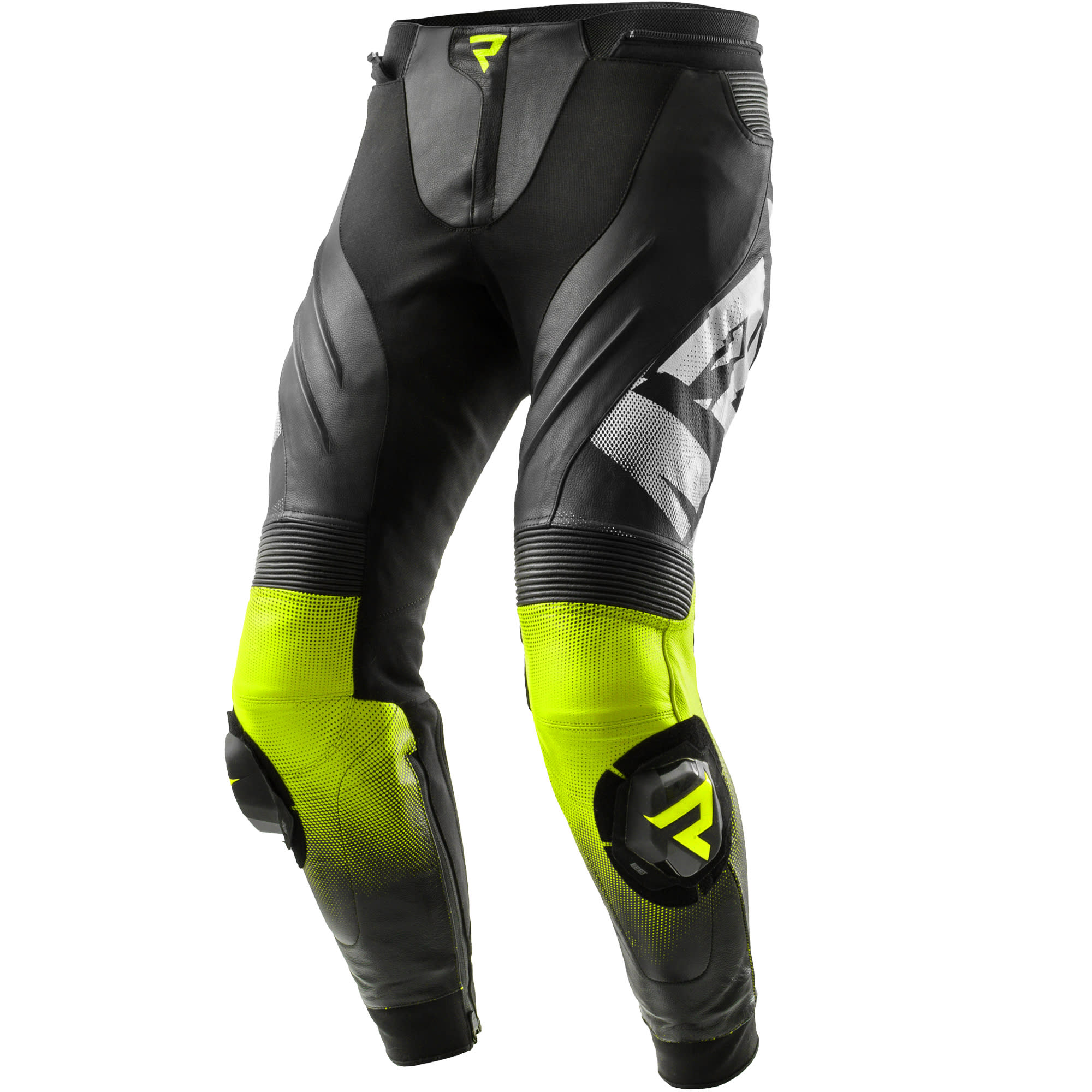 Rebelhorn Rebelhorn Inferno Leather Trousers - Black / White / Fluo Yellow