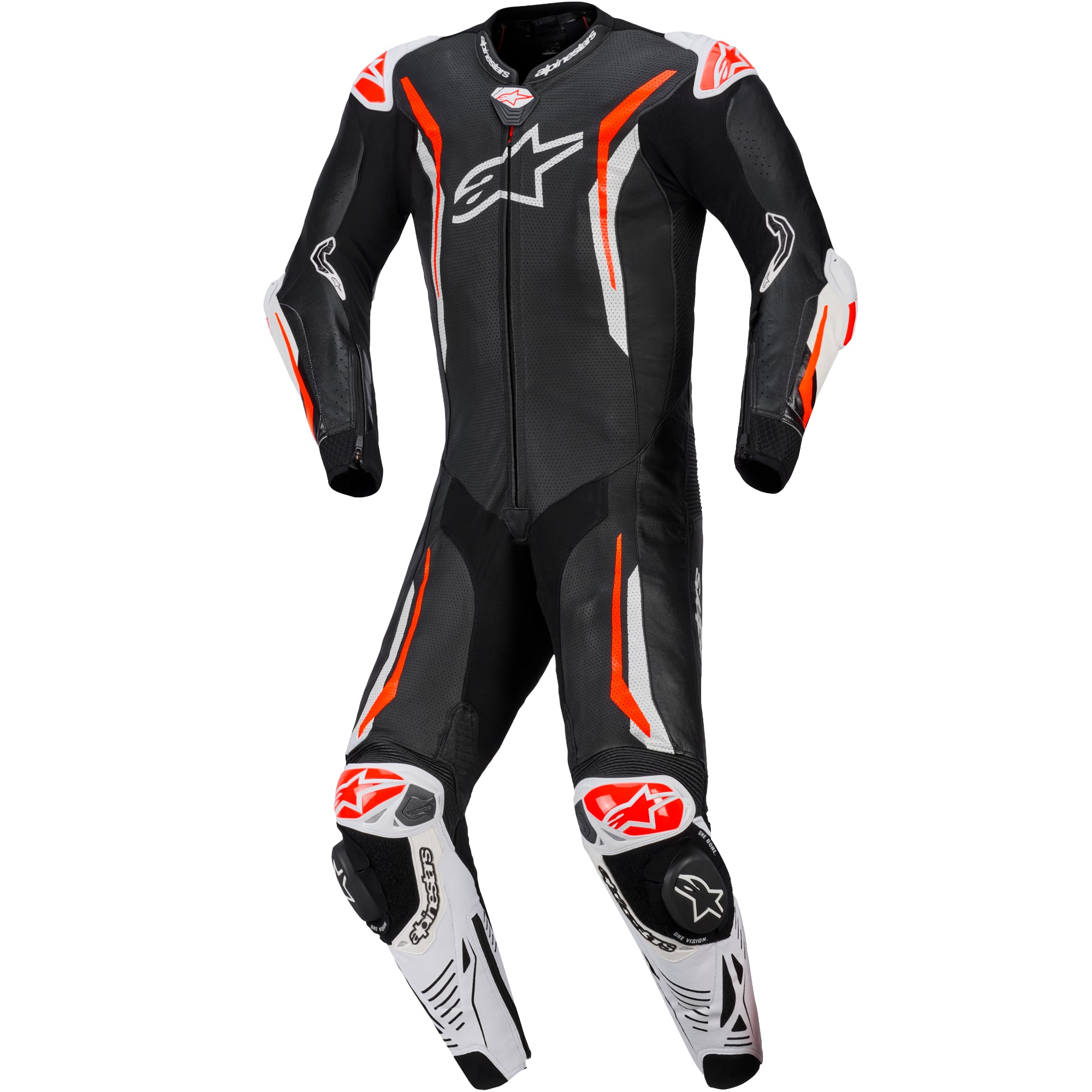 Alpinestars Alpinestars GP Tech V5 One Piece Leather Suit - Black / White / Fluo Red