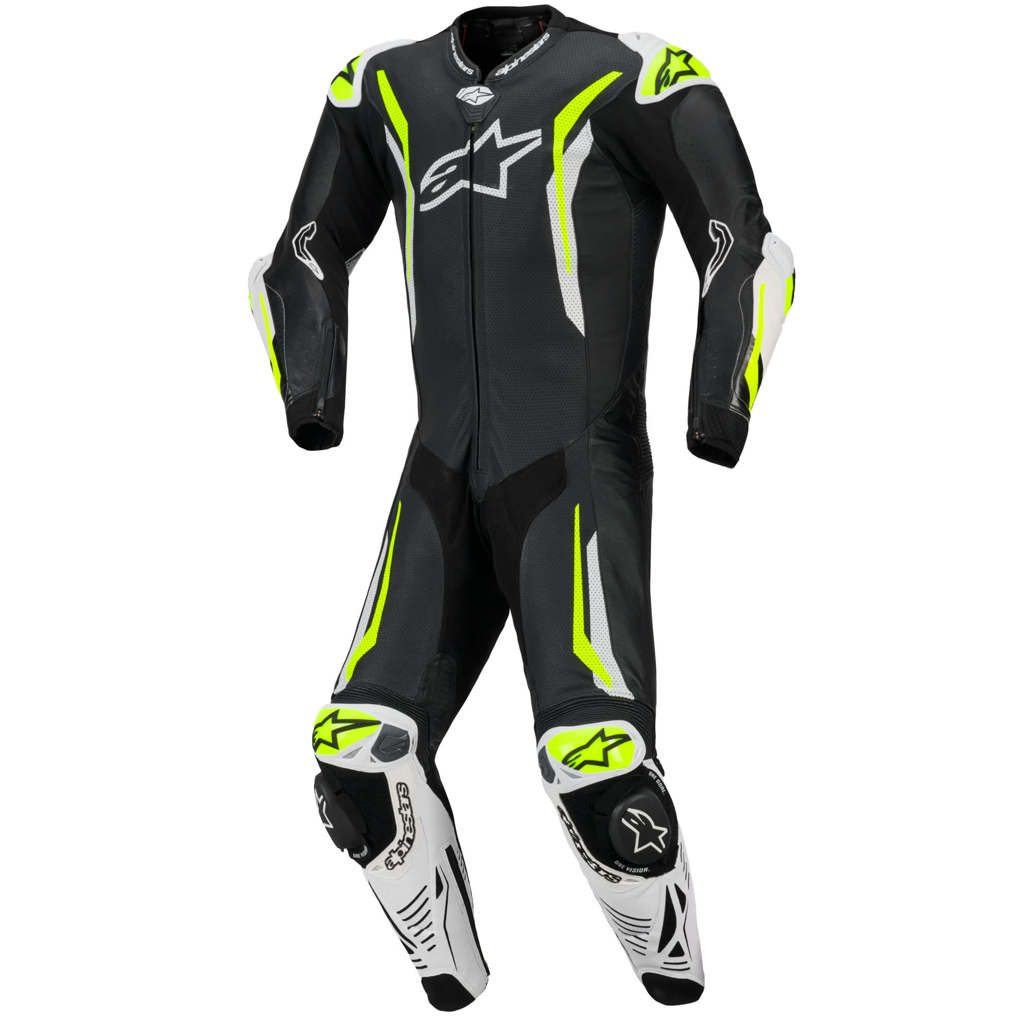 Alpinestars Alpinestars GP Tech V5 One Piece Leather Suit - Black / White / Fluo Yellow