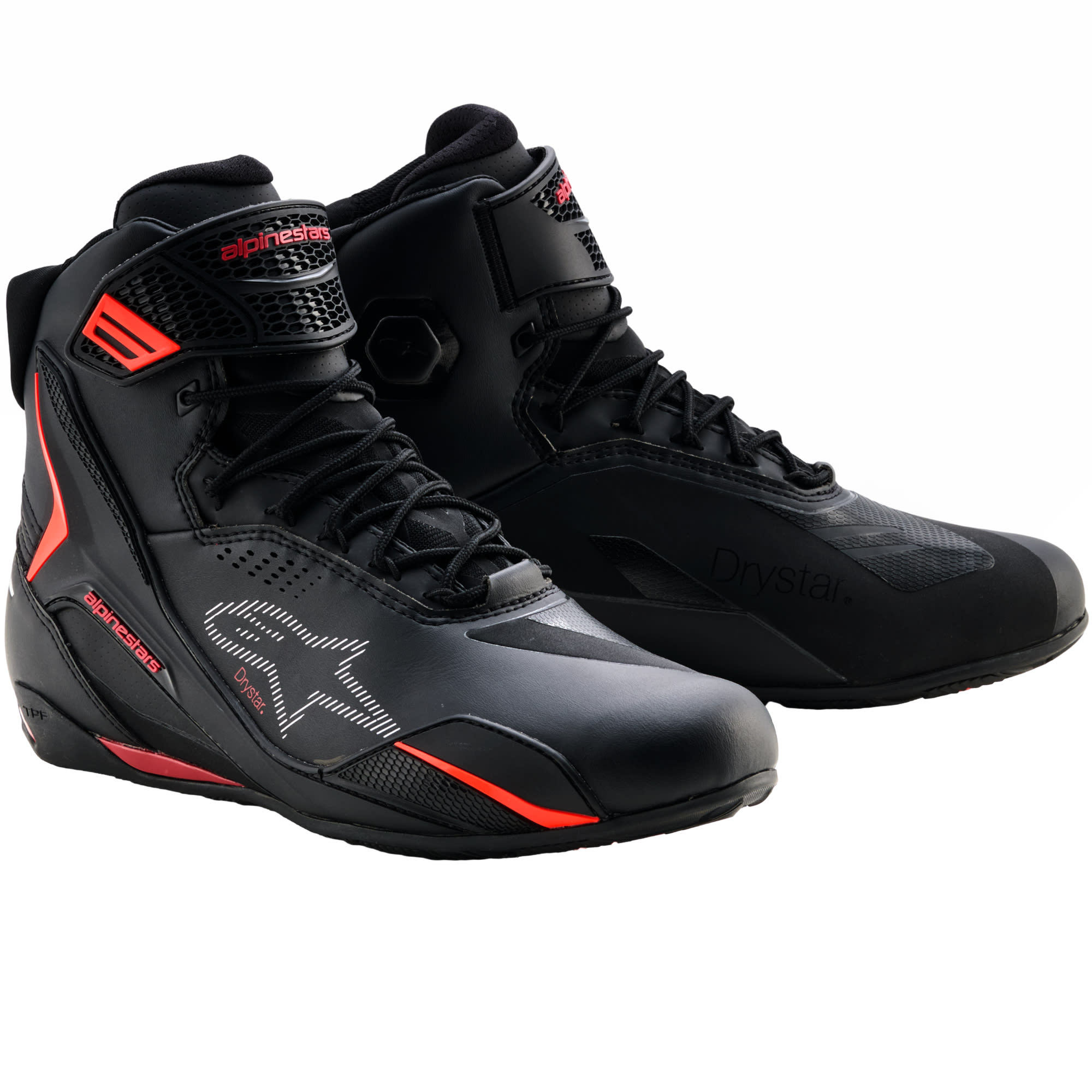 Alpinestars Alpinestars Faster-4 Drystar Shoes - Black / Rio Red / Fluo Red