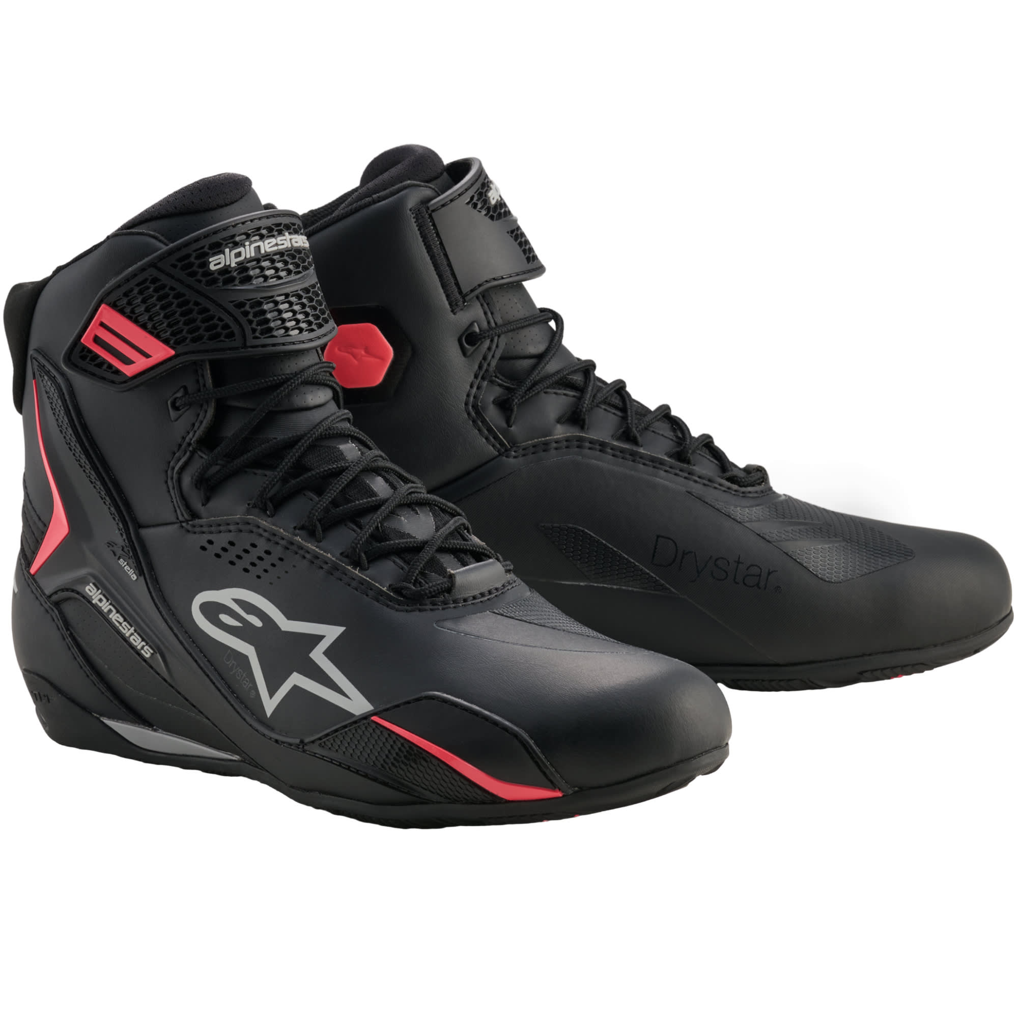 Alpinestars Alpinestars Stella Faster-4 Drystar Riding Shoes - Black / Grey / Fluo Coral