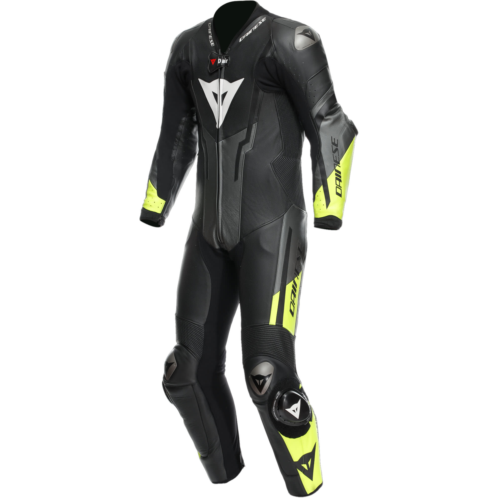 Dainese Dainese Misano 3 D-Air Perforated Leather 1 Piece Suit - Black / Anthracite / Fluo Yellow