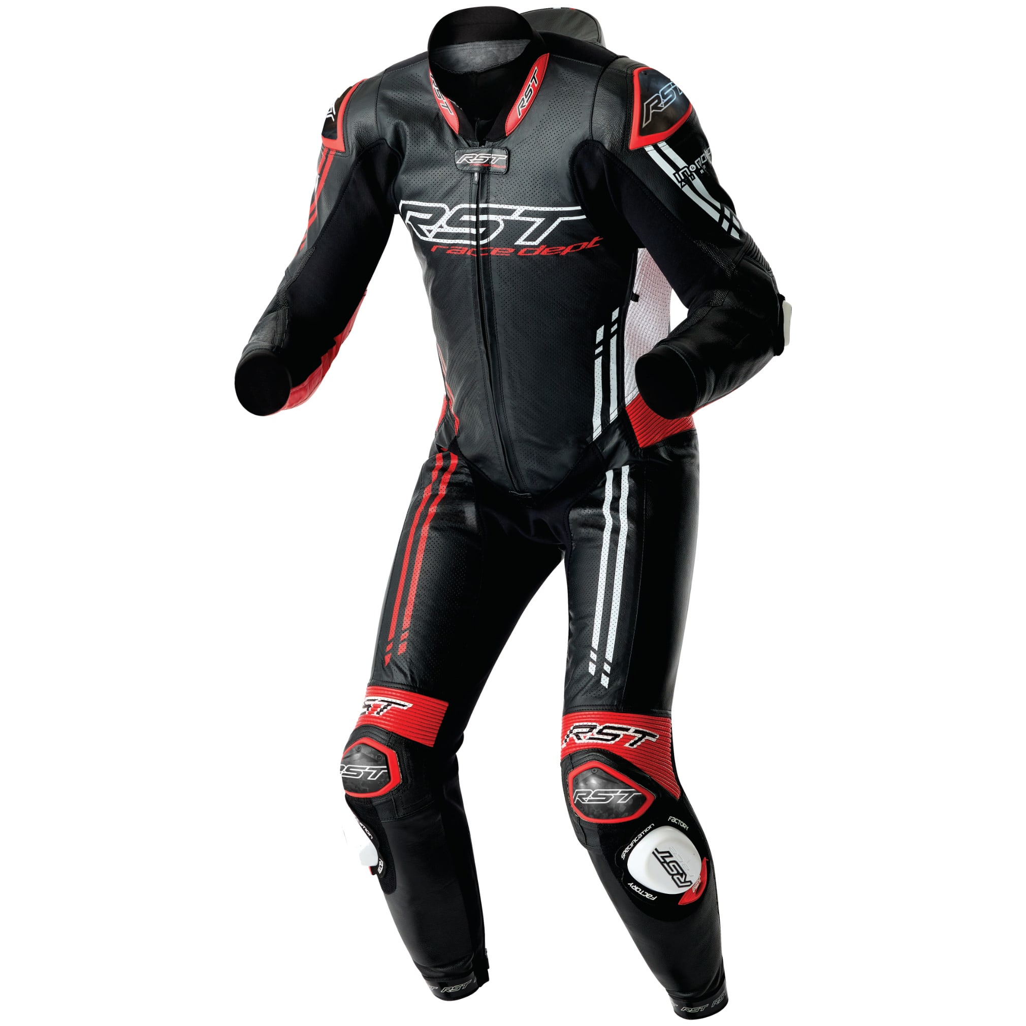 RST RST Race Dept V4.2 Kangaroo One Piece D3O Airbag Leather Suit - Black / Red / White