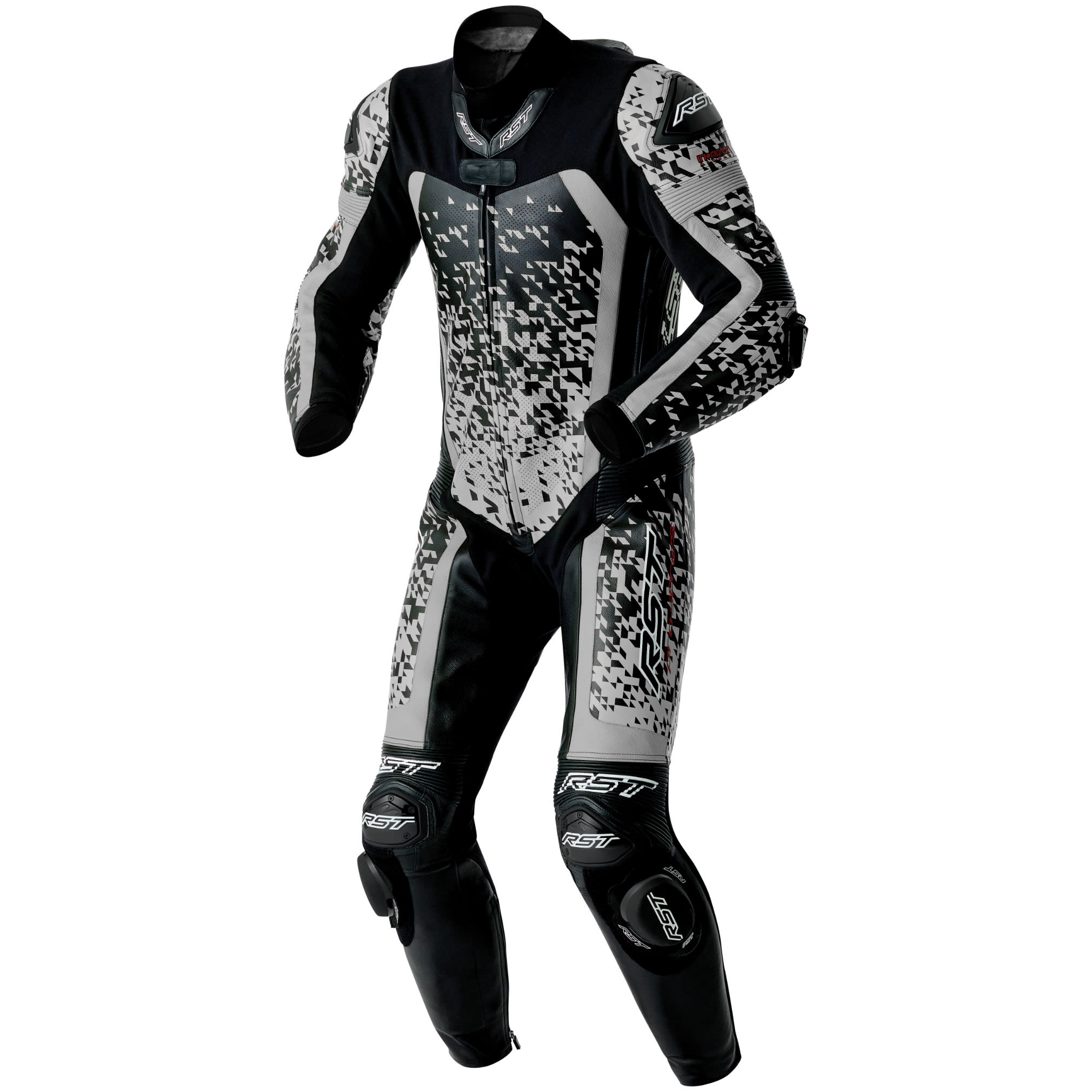 RST RST Pro Series D3O Airbag CE One Piece Leather Suit - Black / Silver