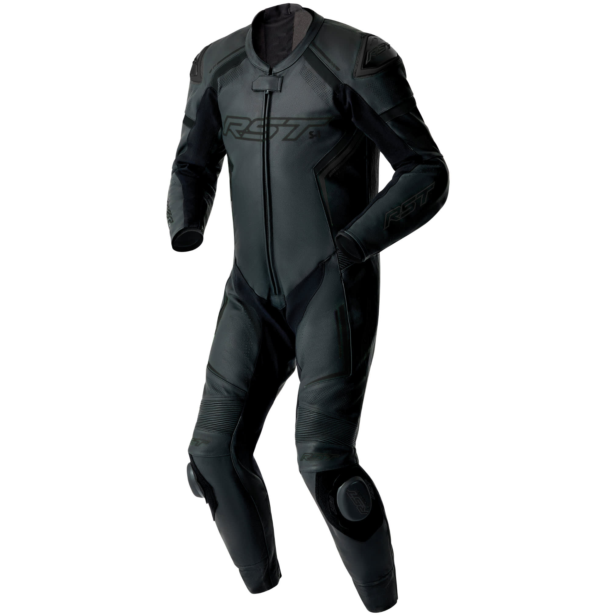 RST RST S1 D3O CE One Piece Leather Suit - Black / Black / Black