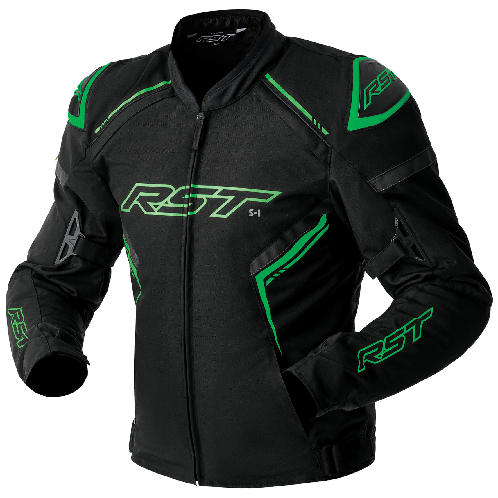RST RST S1 D3O Textile Jacket - Black / Grey / Flo Green