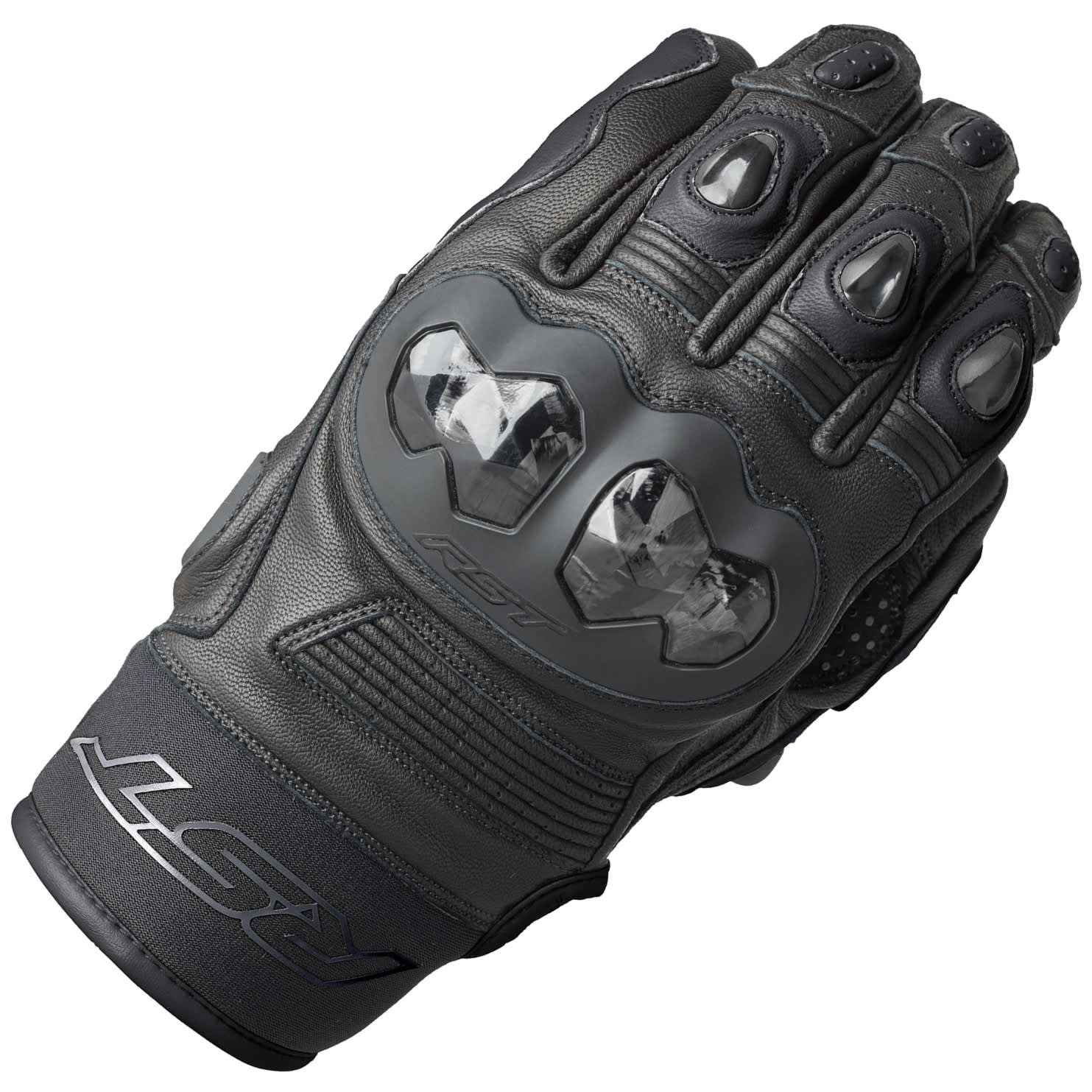 RST RST Freestyle 3 D3O Leather Summer Gloves - Black / Black
