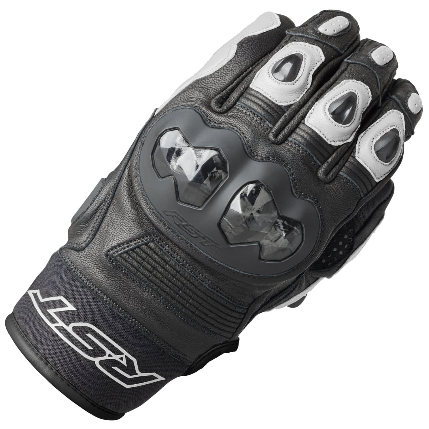 RST RST Freestyle 3 D3O Leather Summer Gloves - Black / White