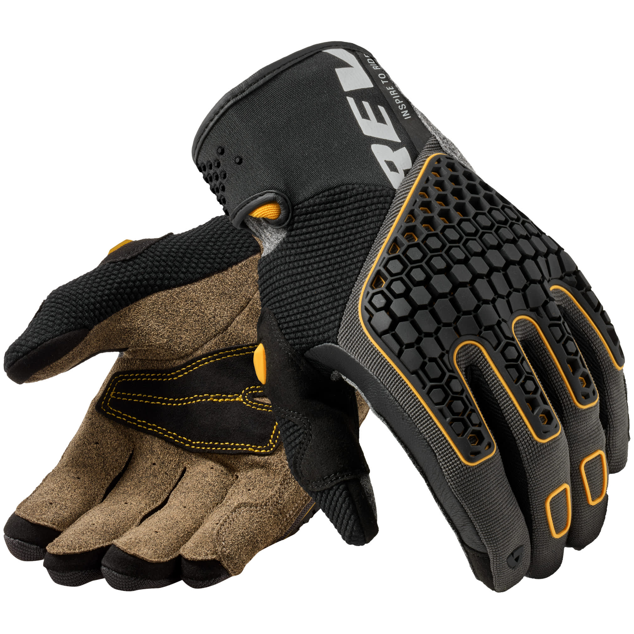 Rev'it Rev'it Mangrove 2 Textile Gloves - Black / Ochre Yellow