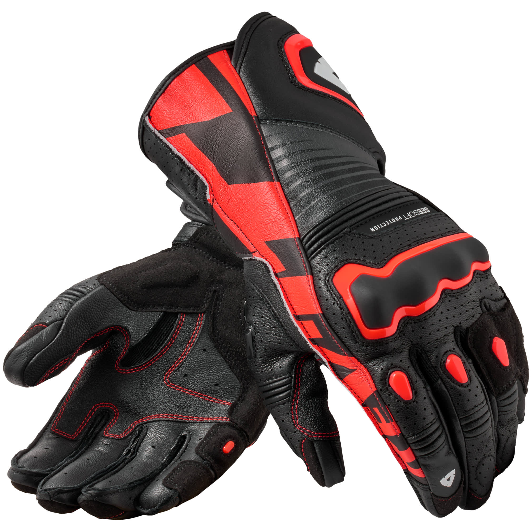 Rev'it Rev'it Argon 3 Leather Gloves - Black / Neon Red
