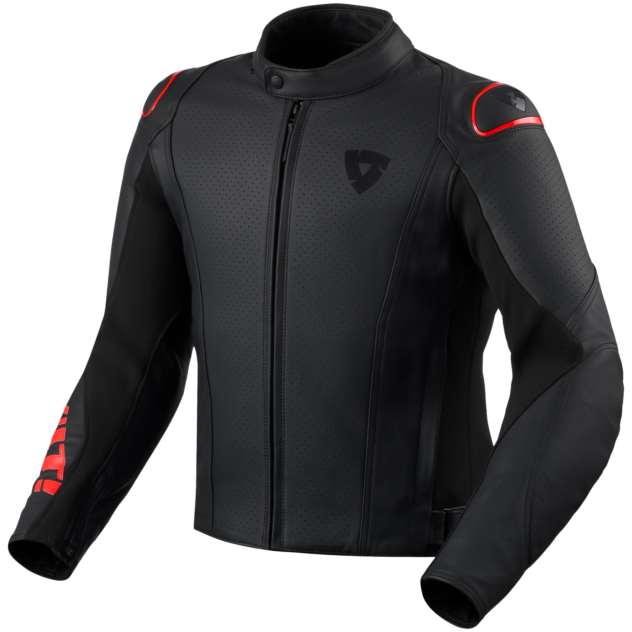 Rev'it Rev'it Quadratic Leather Jacket - Black / Neon Red