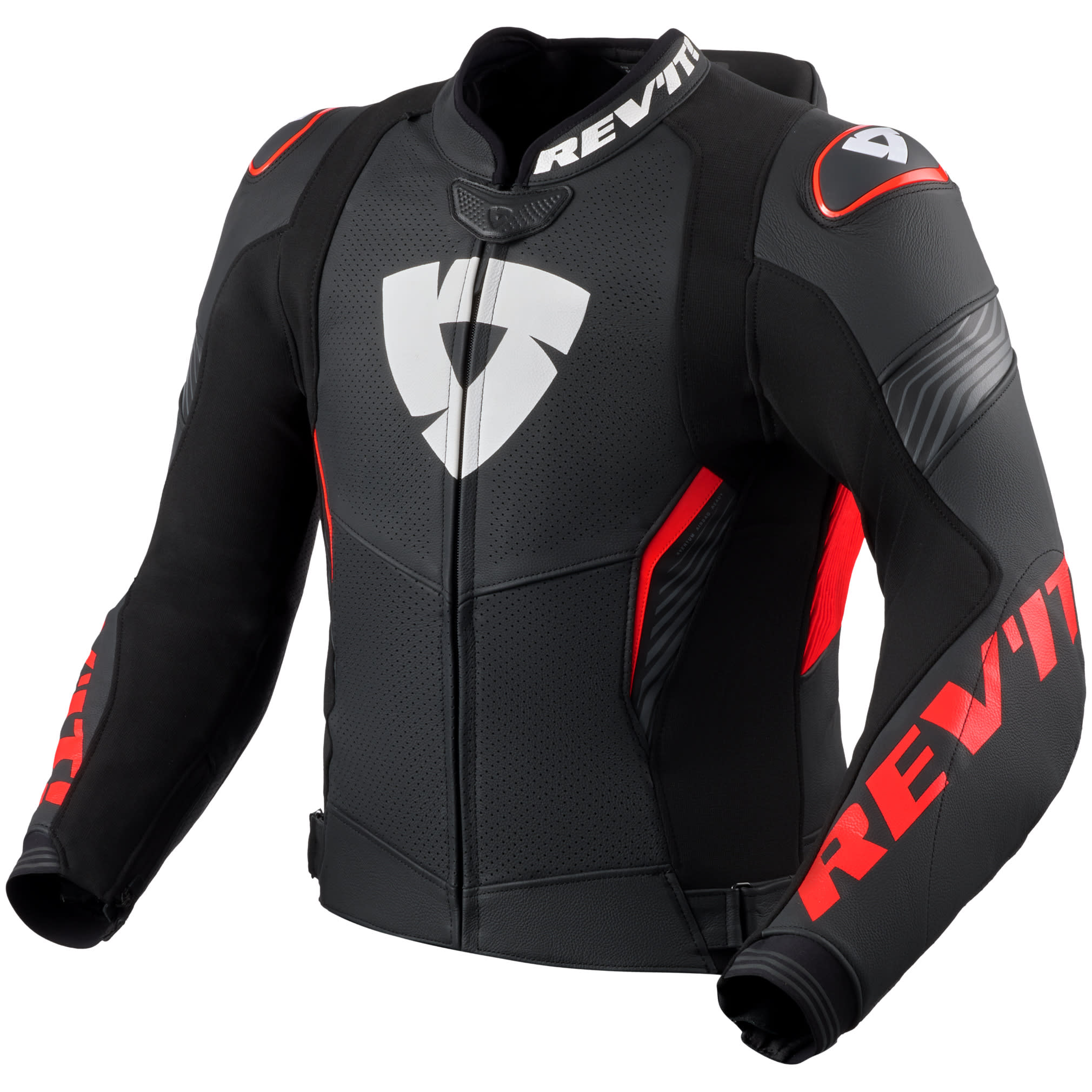 Rev'it Rev'it Argon 3 Pro Leather Jacket - Black / Neon Red
