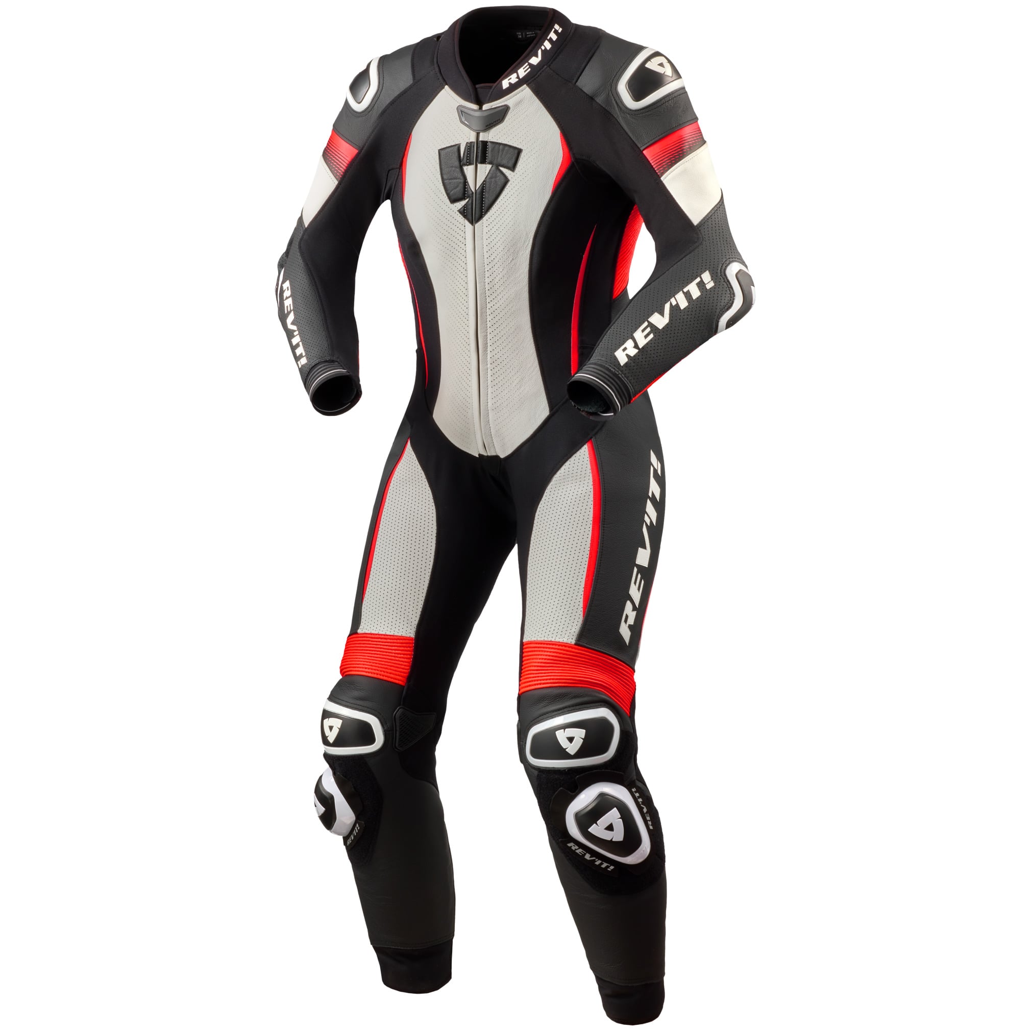 Rev'it Rev'it Ladies Xena 4 1 Piece Leather Suit - White / Neon Red