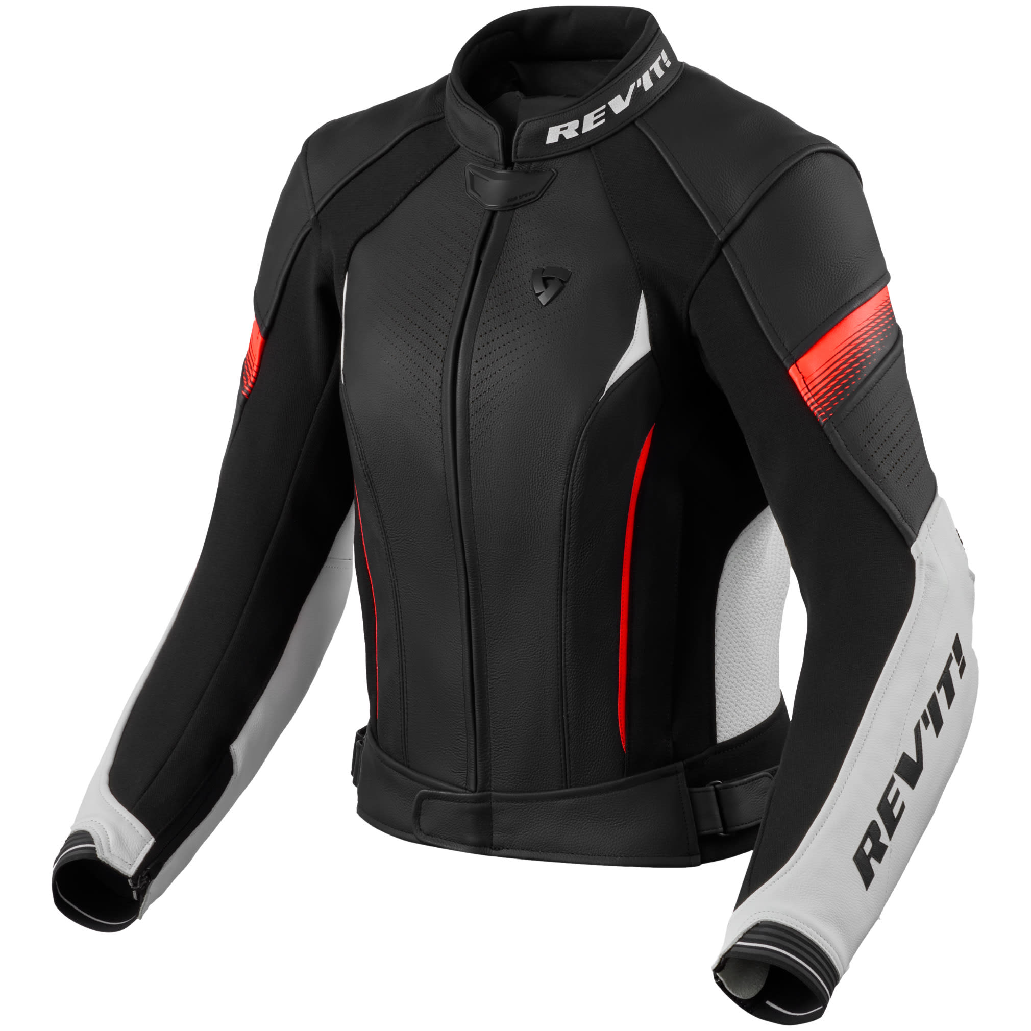Rev'it Rev'it Ladies Xena 4 Leather Jacket - White / Neon Red