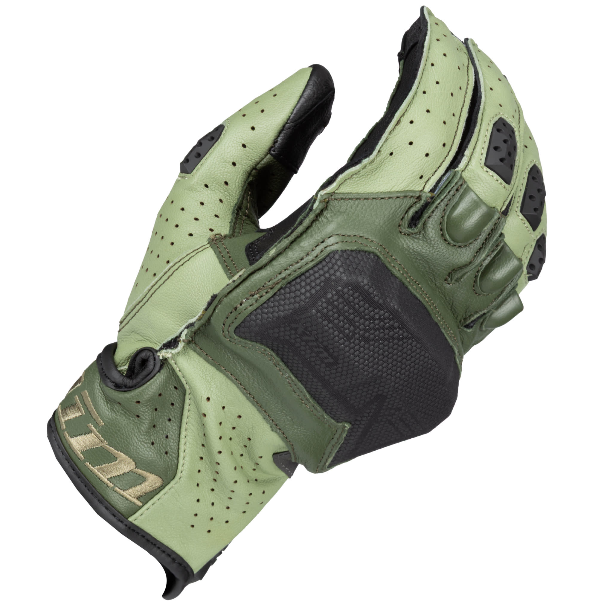 Klim Klim Badlands Aero Pro V4 Short Leather Gloves - Rifle Green / Oil Green
