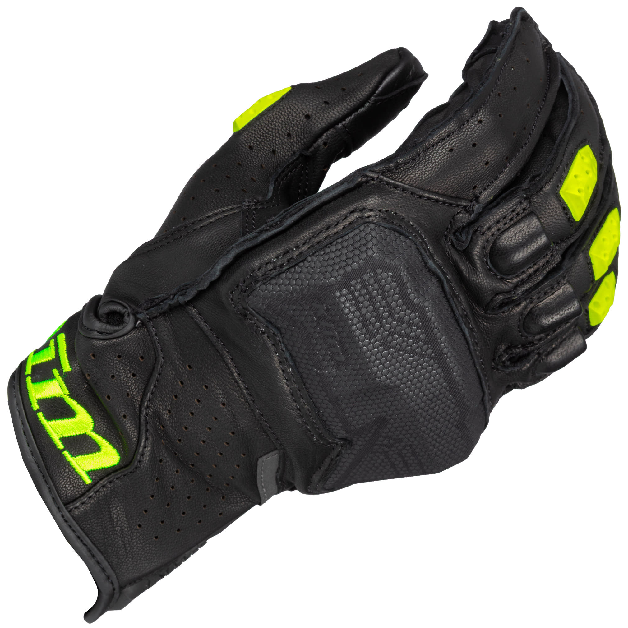 Klim Klim Badlands Aero Pro V4 Short Leather Gloves - Black / Hi Vis