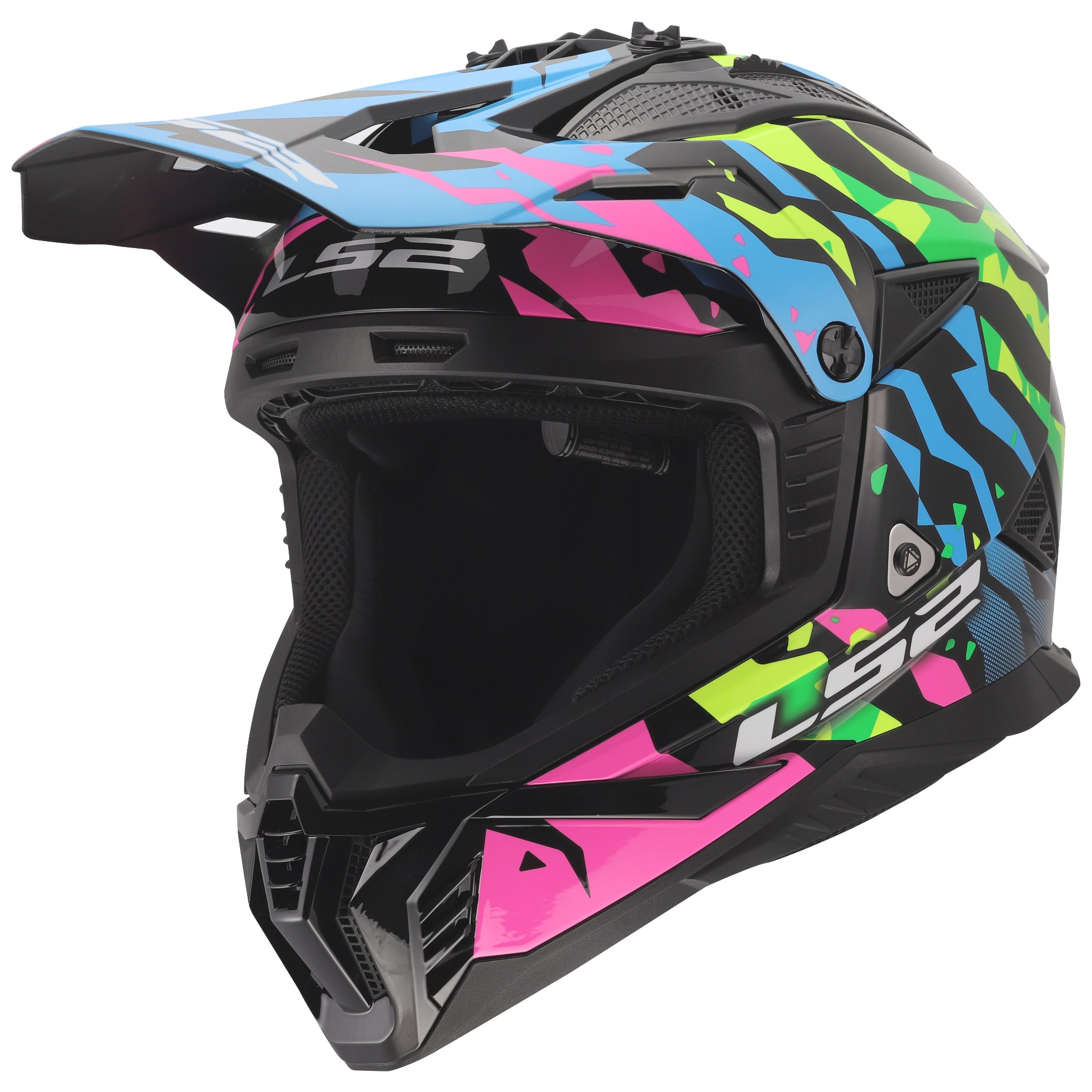 Ls2 Pink LS2 Fast II - Grotesk Blue / Pink / Green - FREE UK DELIVERY