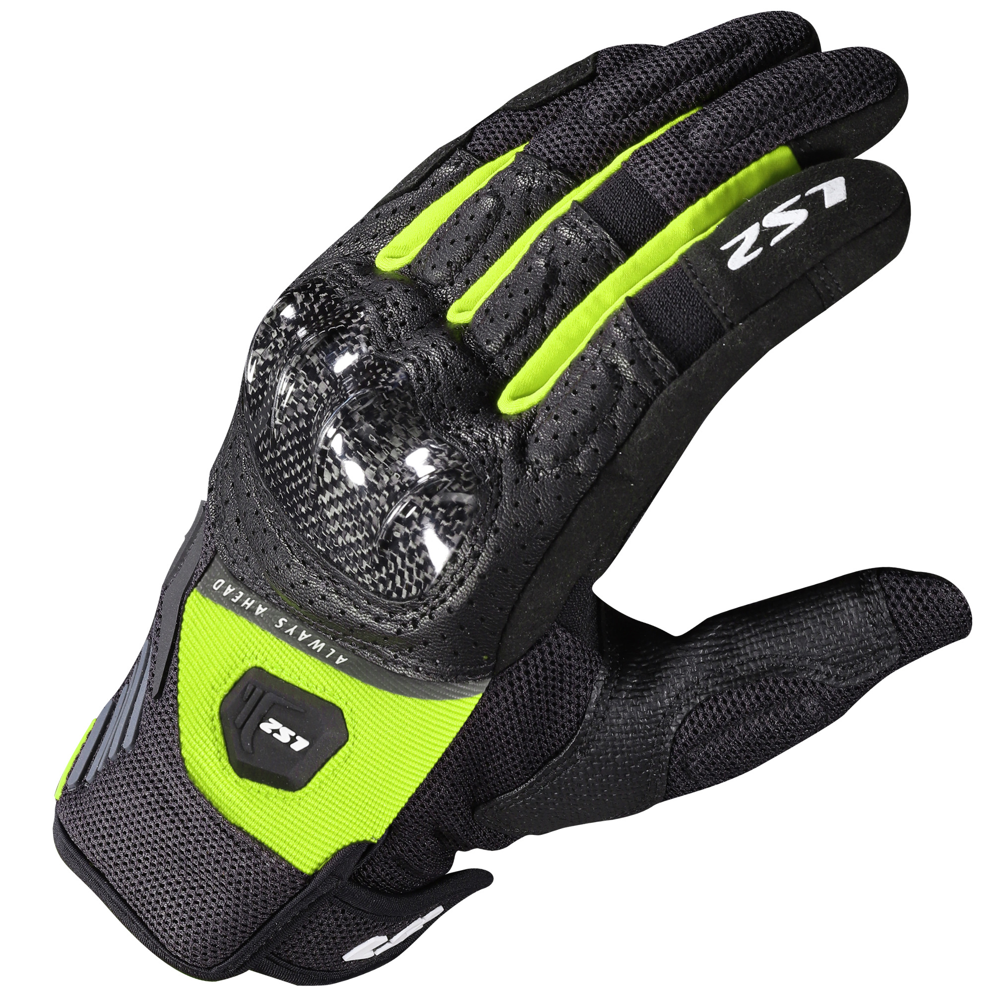 LS2 LS2 Atom Gloves - Black / Hi-Vis Yellow