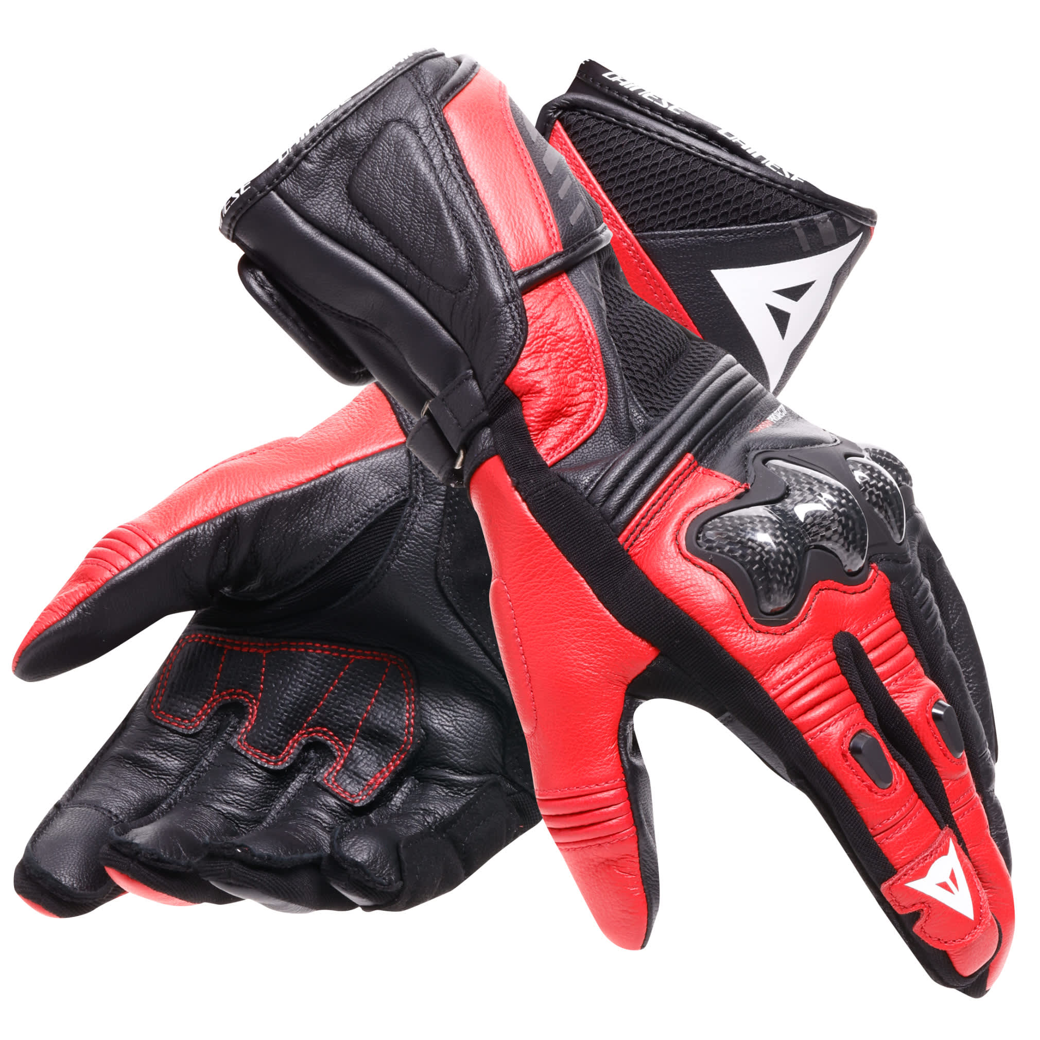 Dainese Dainese Reacto Carbon Long Leather Gloves - Black / Lava Red