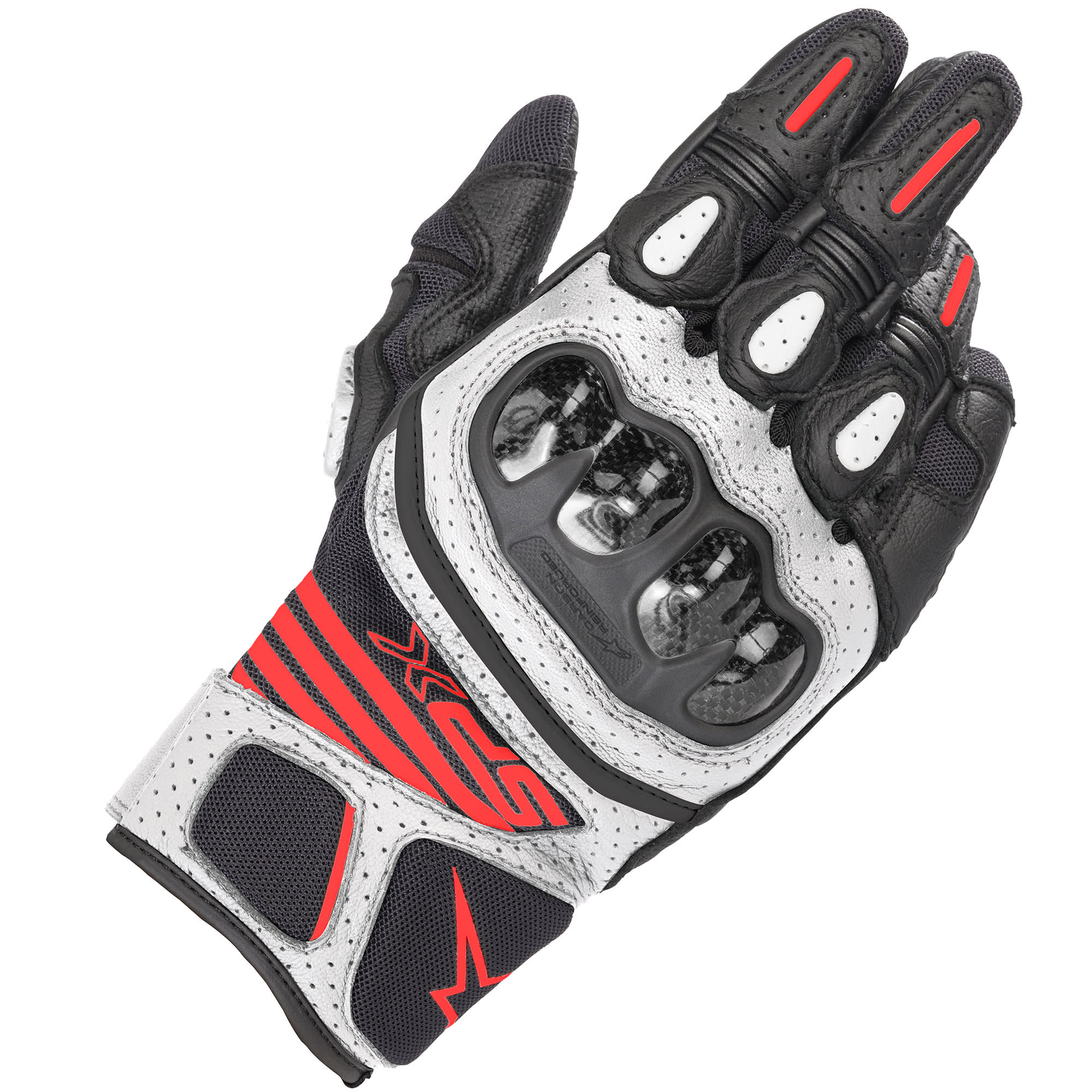 Alpinestars Alpinestars SP X Air Carbon V2 Gloves - Black / White / Fluo Red