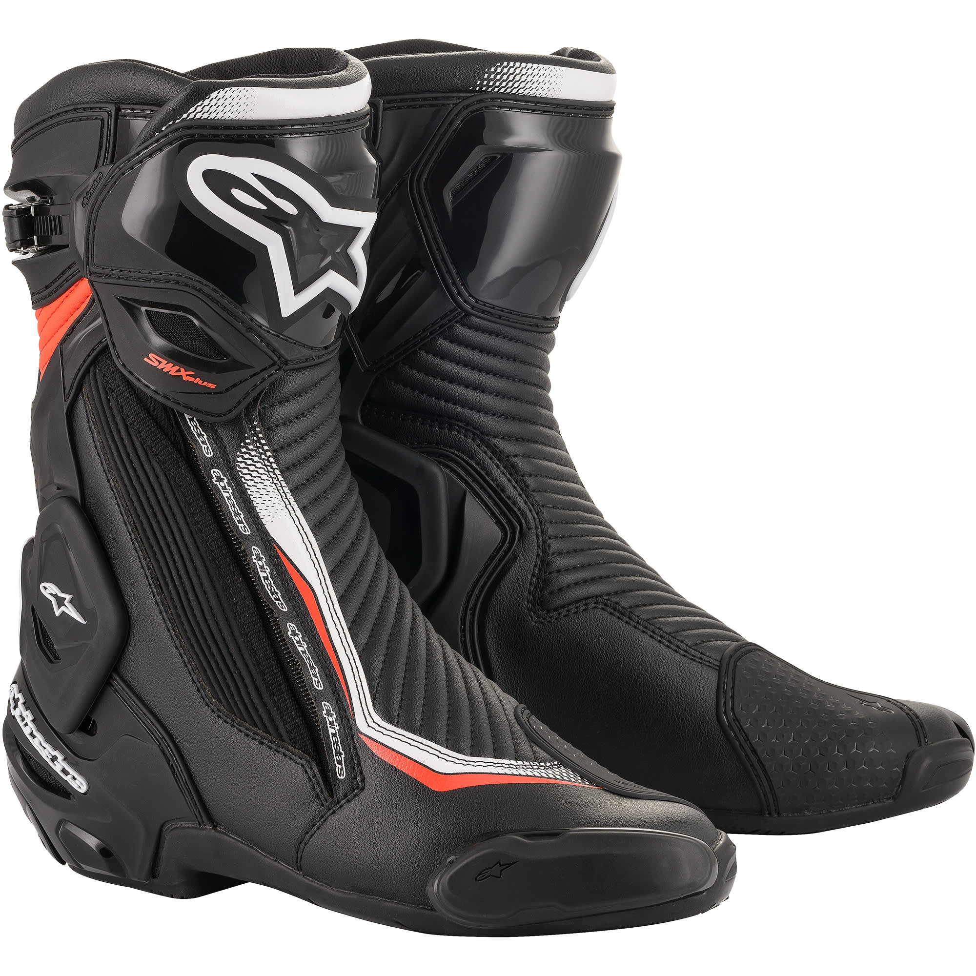Alpinestars SMX Plus V2 Boots - Black / White / Fluo Red - FREE UK