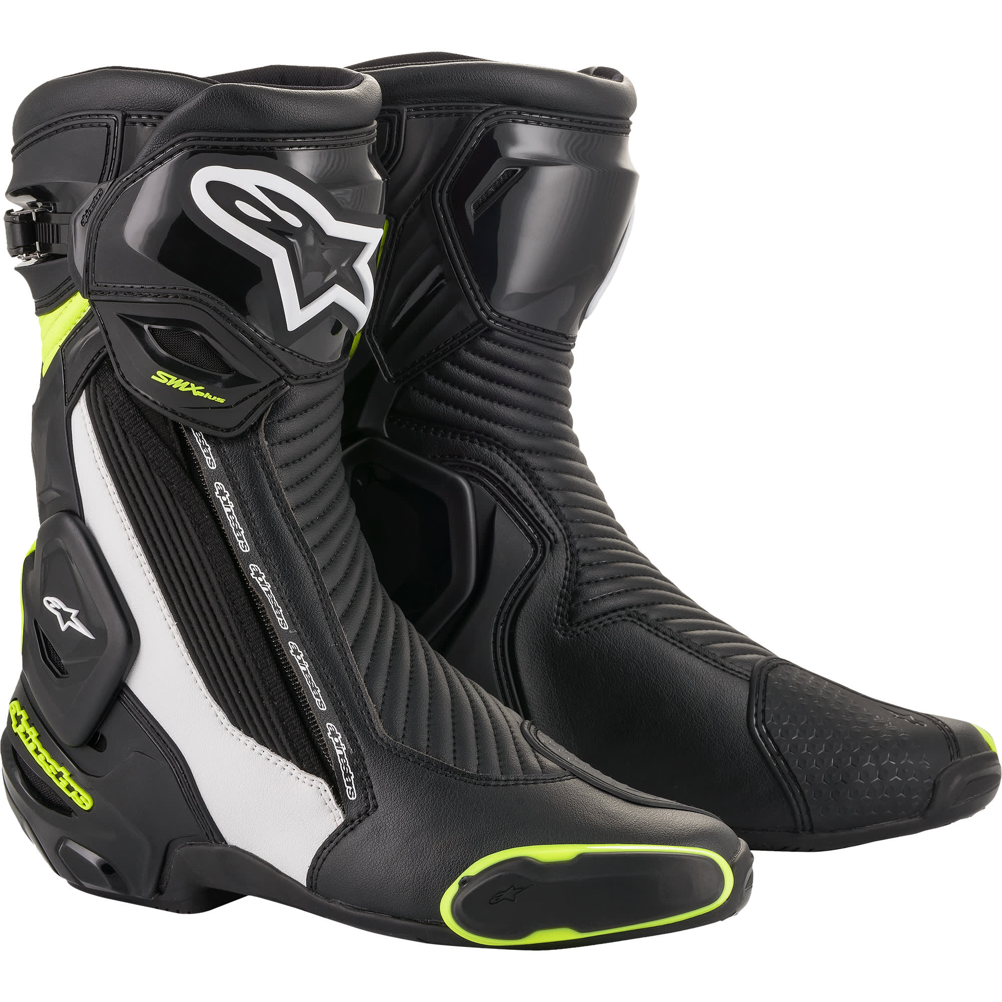 Alpinestars SMX Plus V2 Boots - Black / White / Fluo Yellow - FREE