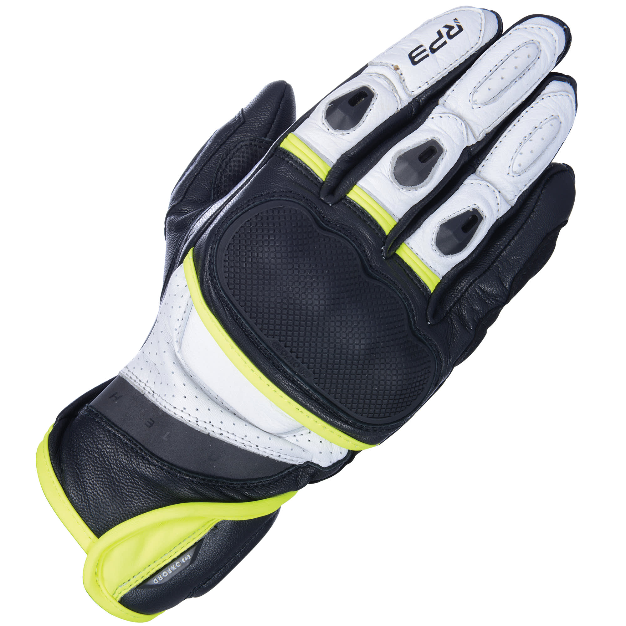 Oxford Clothing Oxford RP-3 2.0 Leather Gloves - Black / White / Fluo Yellow