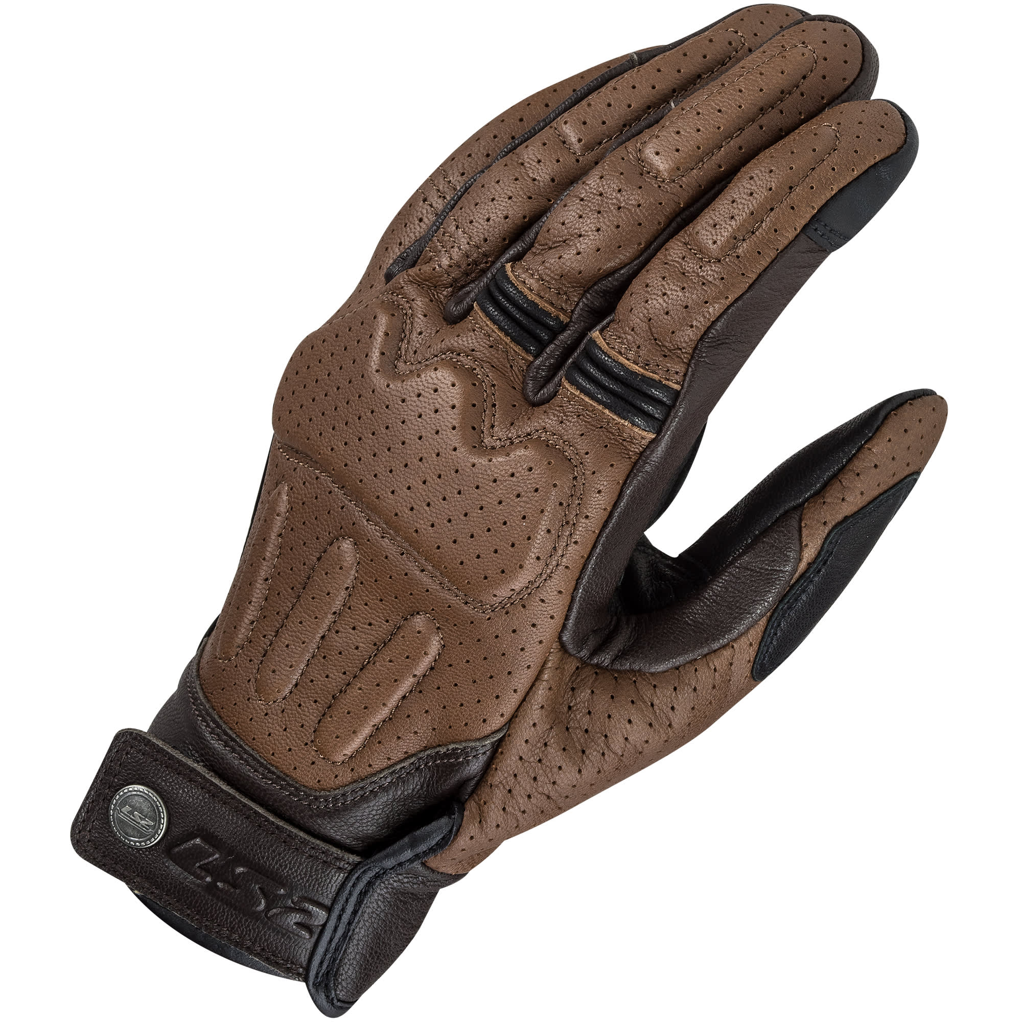 LS2 LS2 Rust Leather Gloves - Brown
