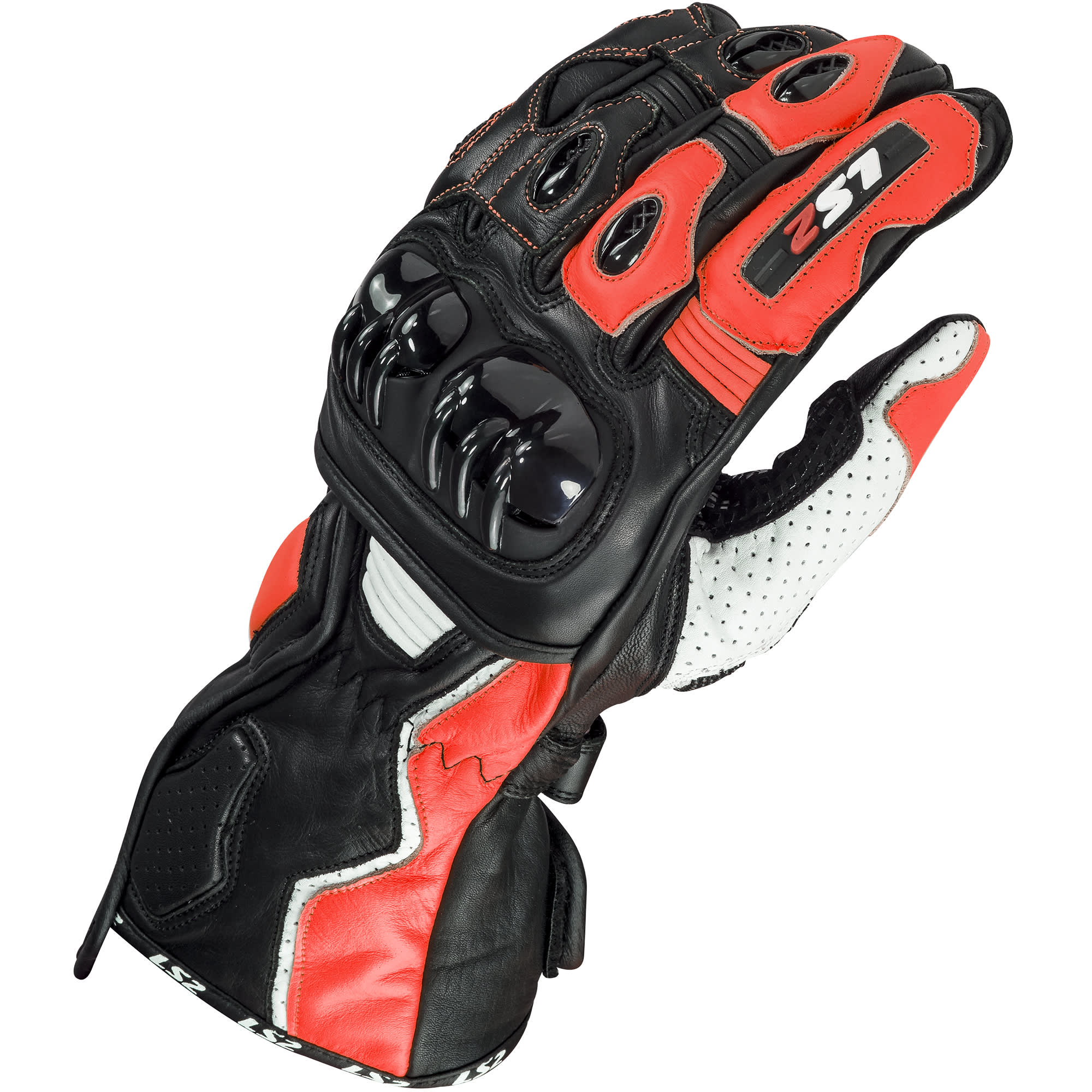 LS2 LS2 Swift Leather Gloves - Black / White / Red