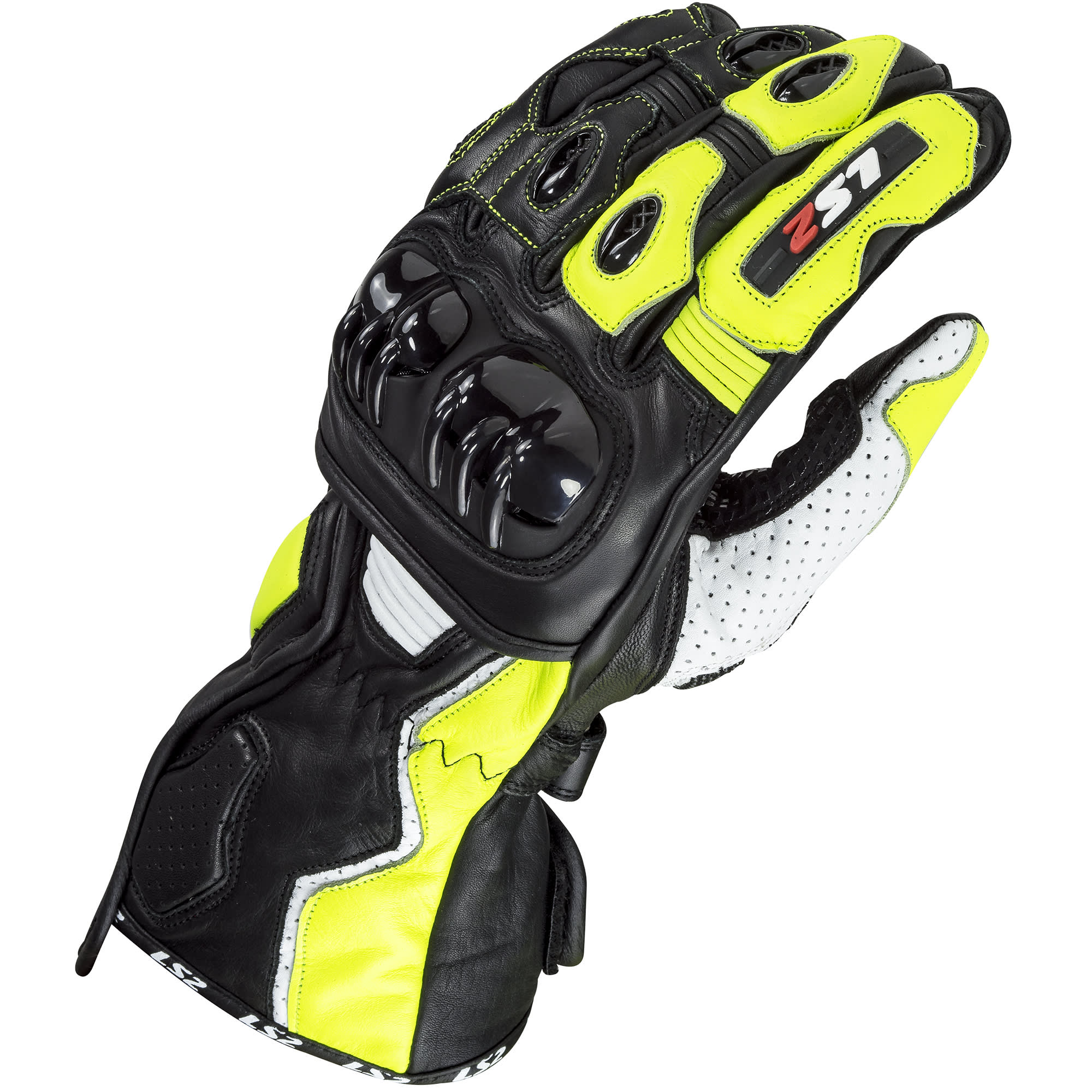 LS2 LS2 Swift Leather Gloves - Black / Neon Yellow