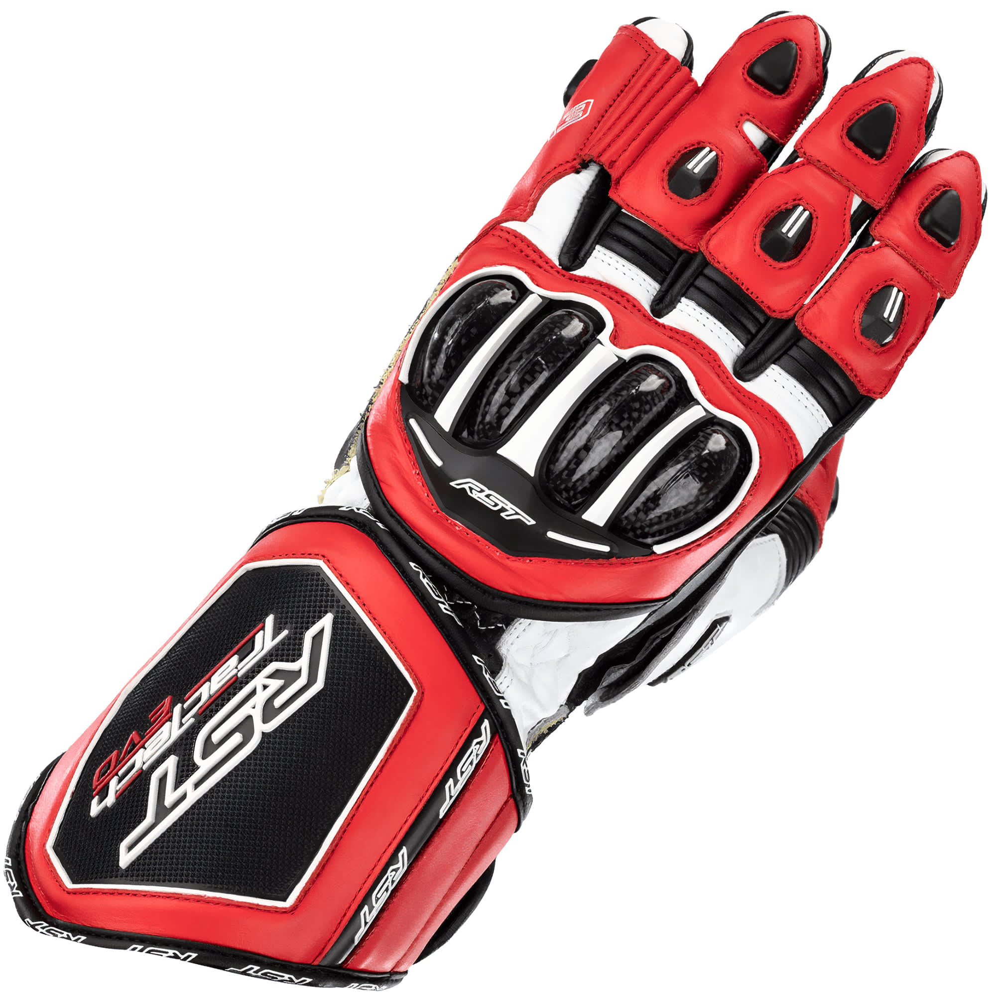 RST RST Tractech Evo 4 CE Leather Gloves - Red / White / Black
