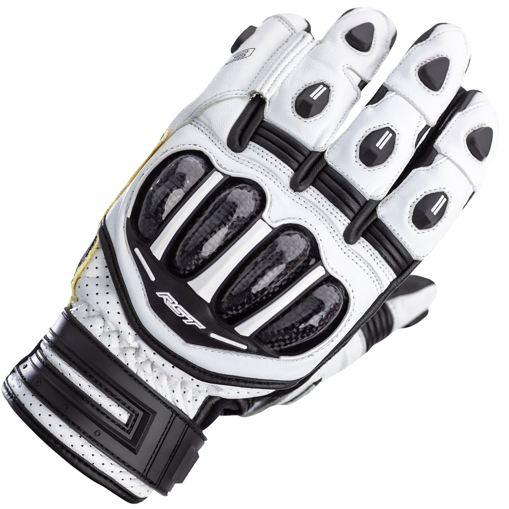 RST RST Tractech Evo 4 Short CE Leather Gloves - White / Black