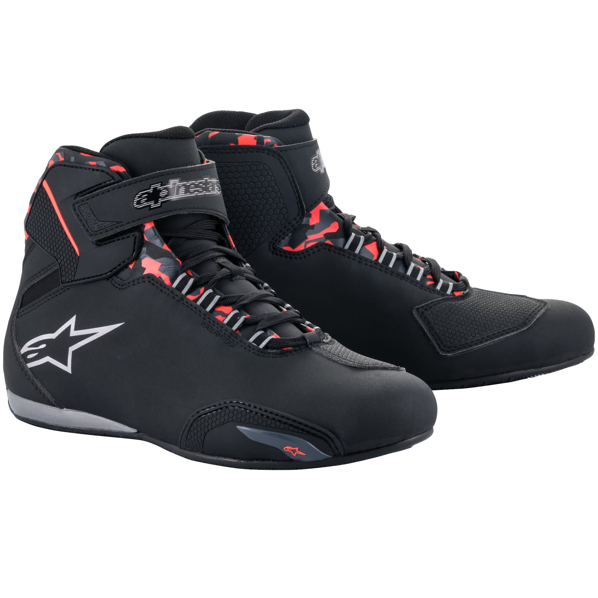 Alpinestars Alpinestars Sektor Waterproof Shoes - Black / Dark Grey / Red Fluo