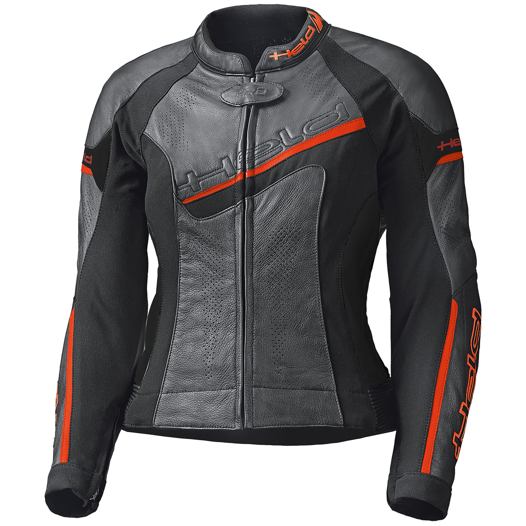 Held Held Ladies Debbie 2 Leather Jacket - Black / Neon Red