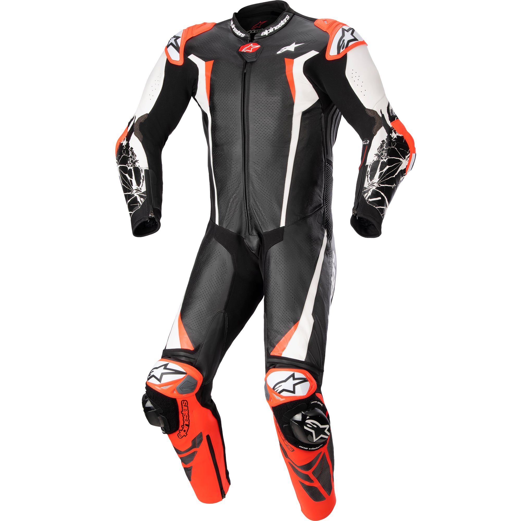 Alpinestars Alpinestars Racing Absolute V2 One Piece Leather Suit - Black / White / Fluo Red