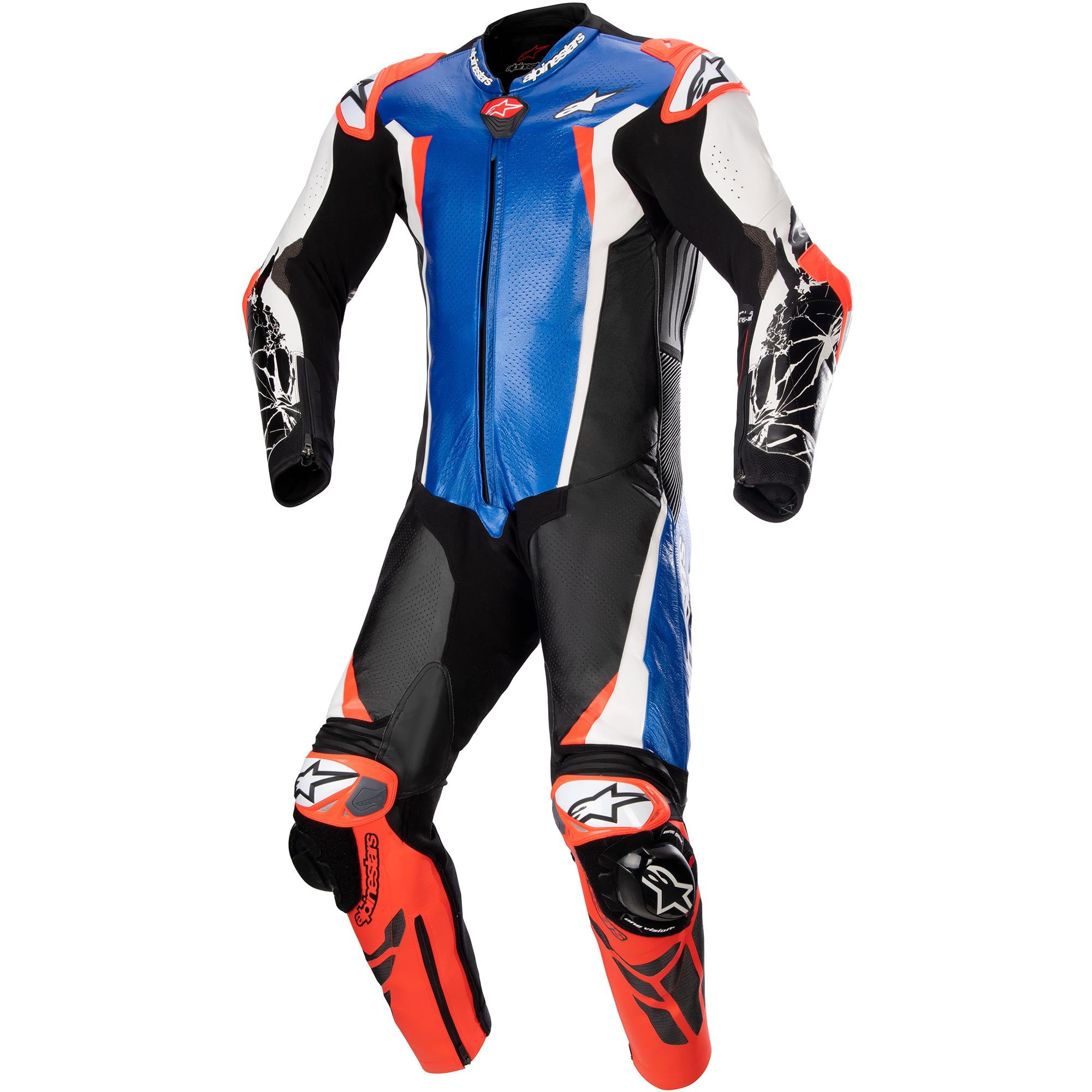 Alpinestars Alpinestars Racing Absolute V2 One Piece Leather Suit - Metallic Blue / Black / White / Fluo Red