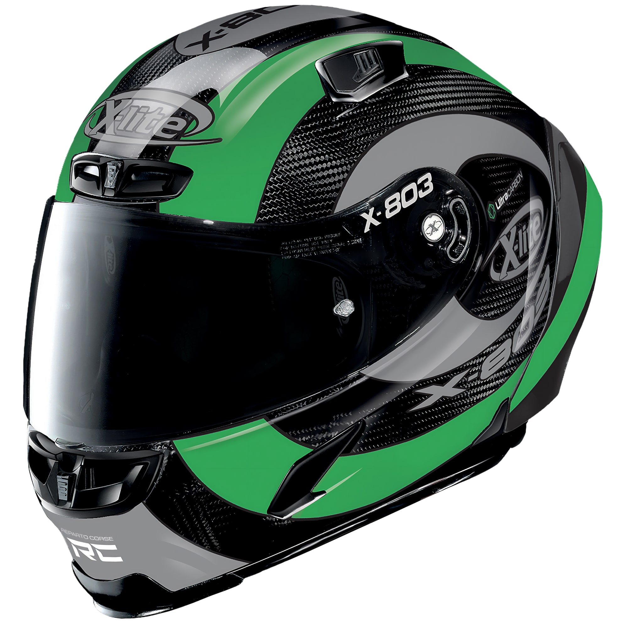 【美品】NOLAN X-lite X-803RS ULTRA CARBON X-Lite X-803 Ultra Carbon RS - Hattrick Green - FREE UK DELIVERY