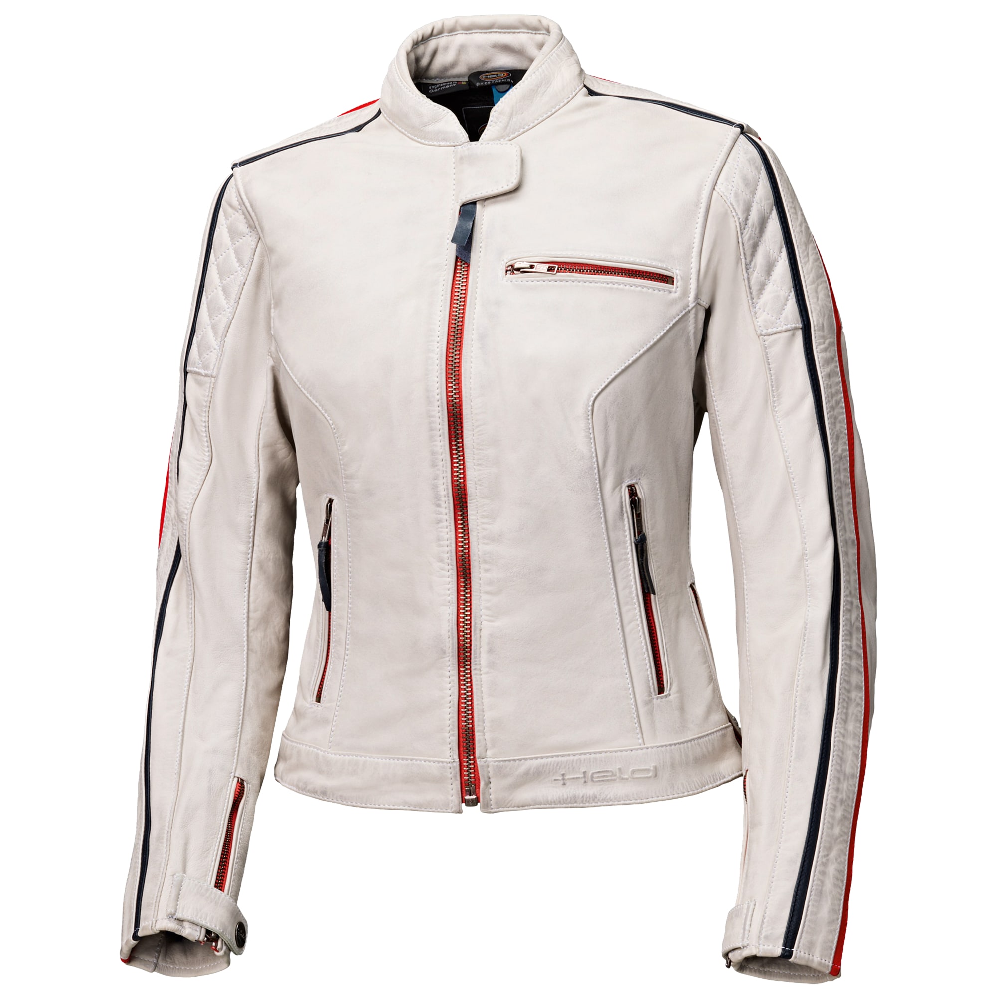 Held Held Ladies Brixham Leather Jacket - Grey / Red