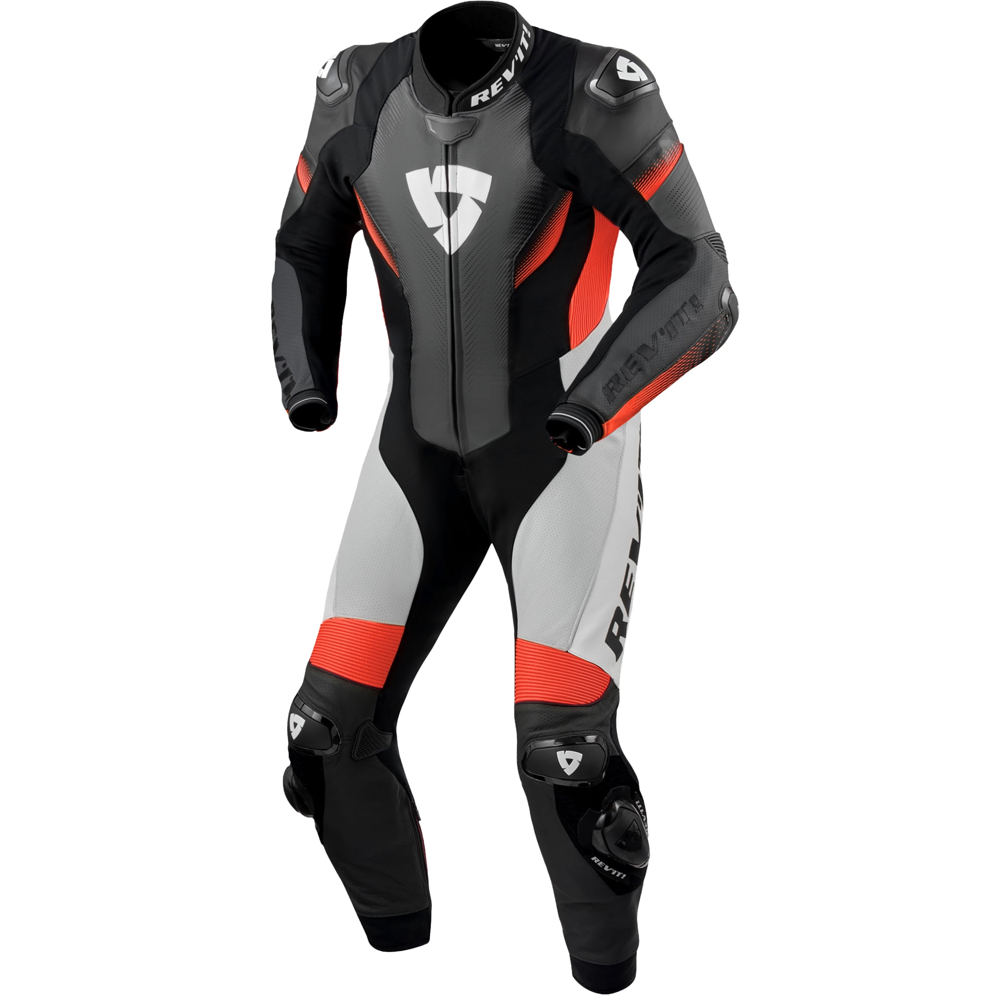 Rev'it Rev'it Control One Piece Leather Suit - Black / Neon Red