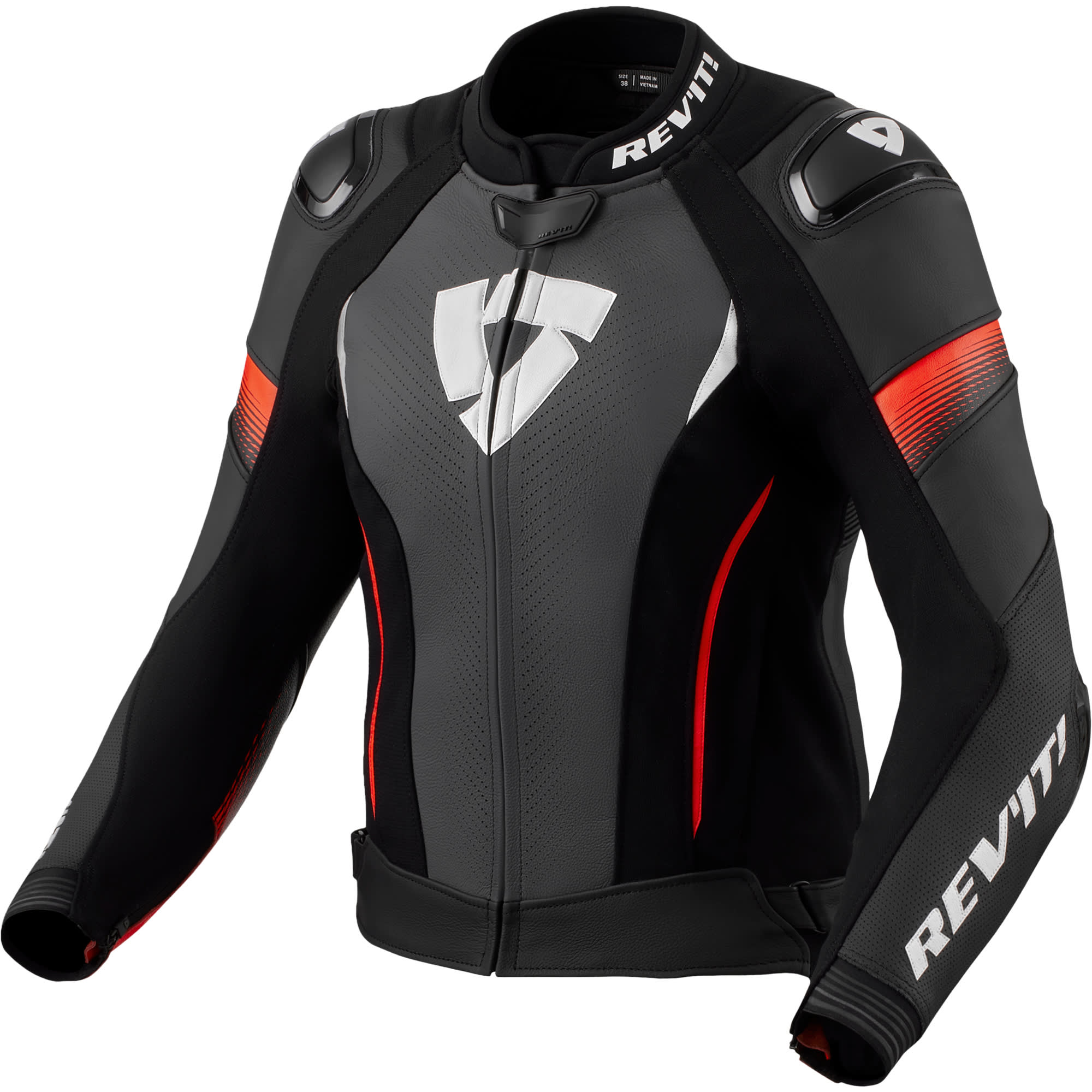 Rev'it Rev'it Ladies Xena 4 Pro Leather Jacket - Black / Neon Red