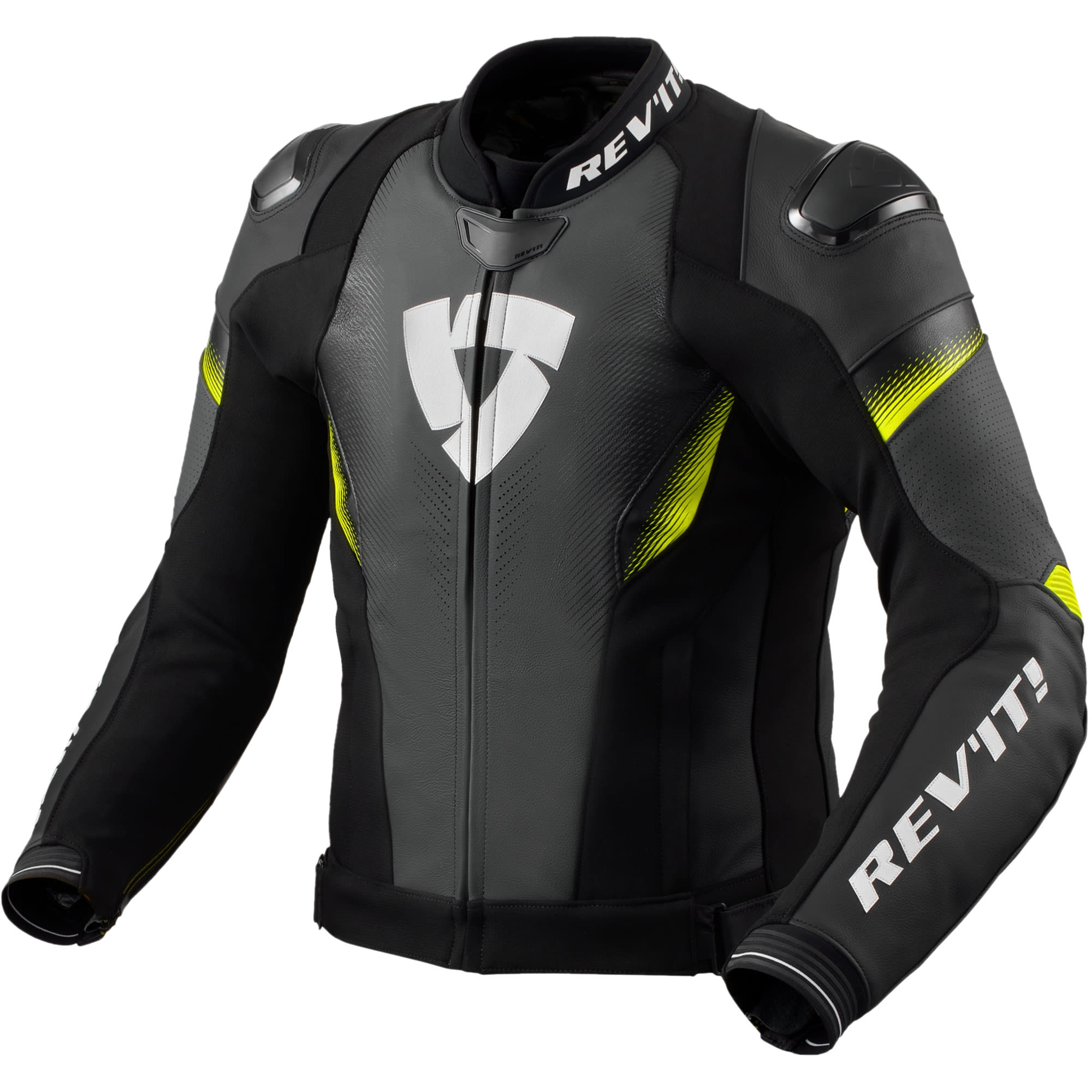 Rev'it Rev'it Control Leather Jacket - Black / Neon Yellow